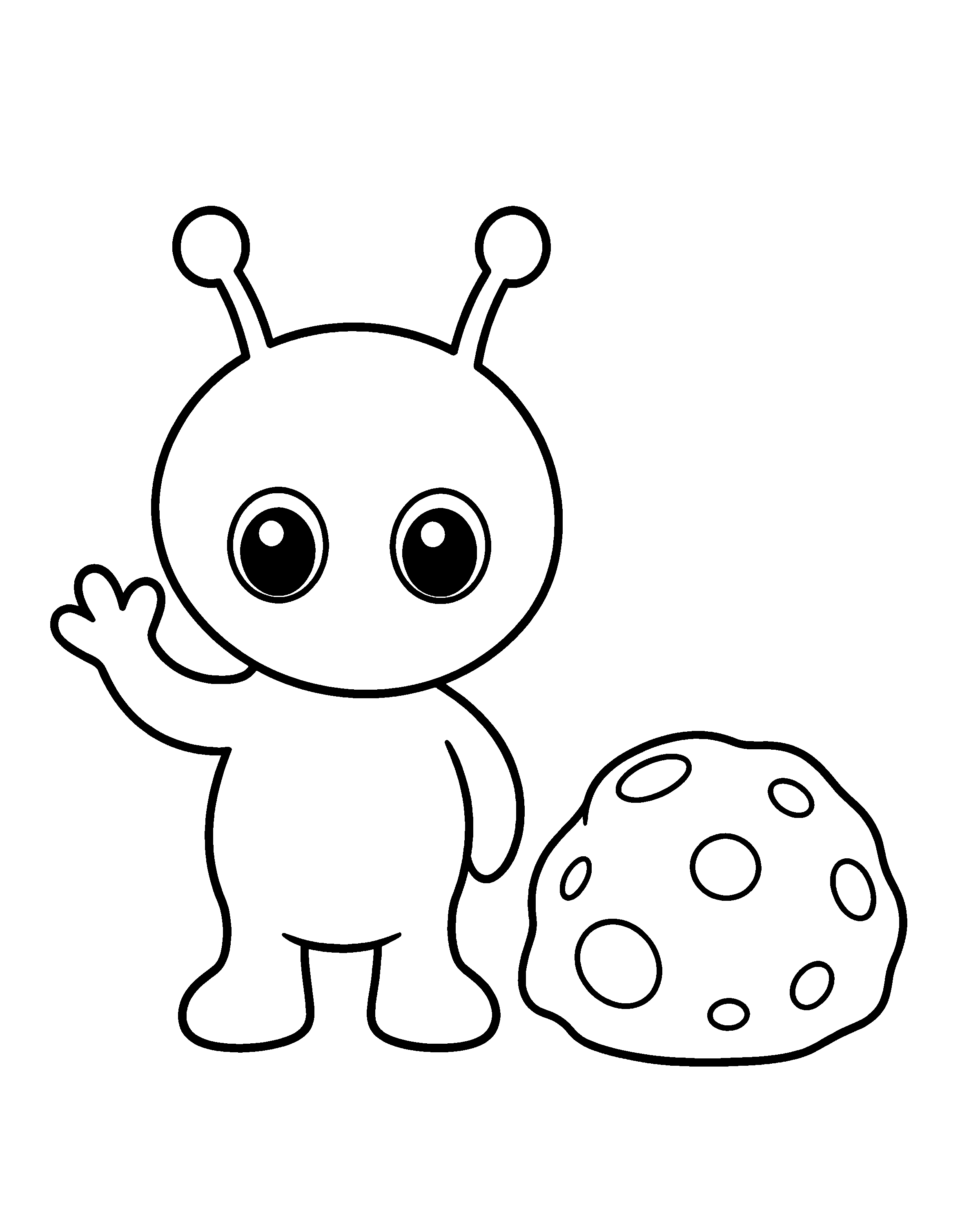 Alien Friend colouring outline