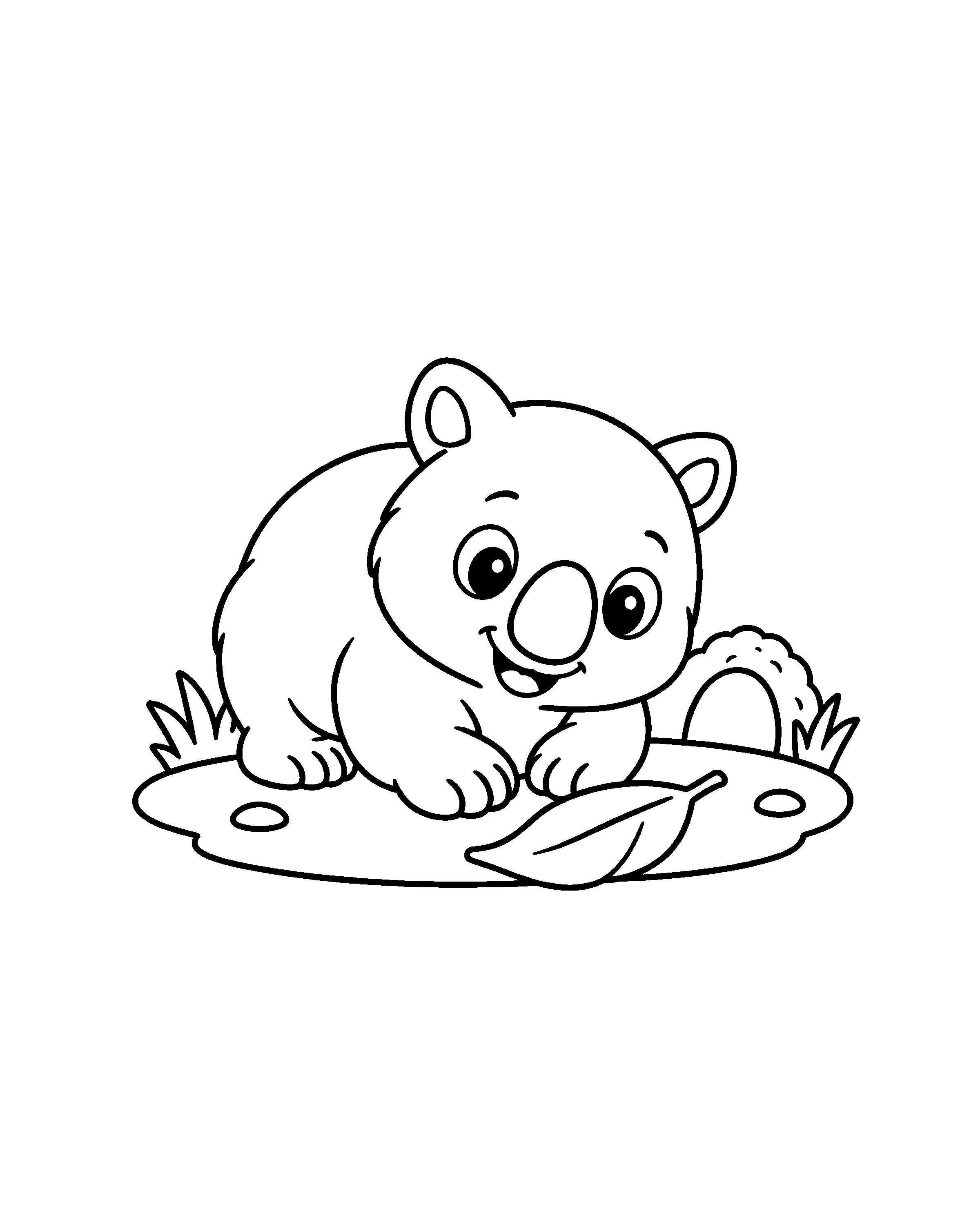 Baby Wombat colouring outline