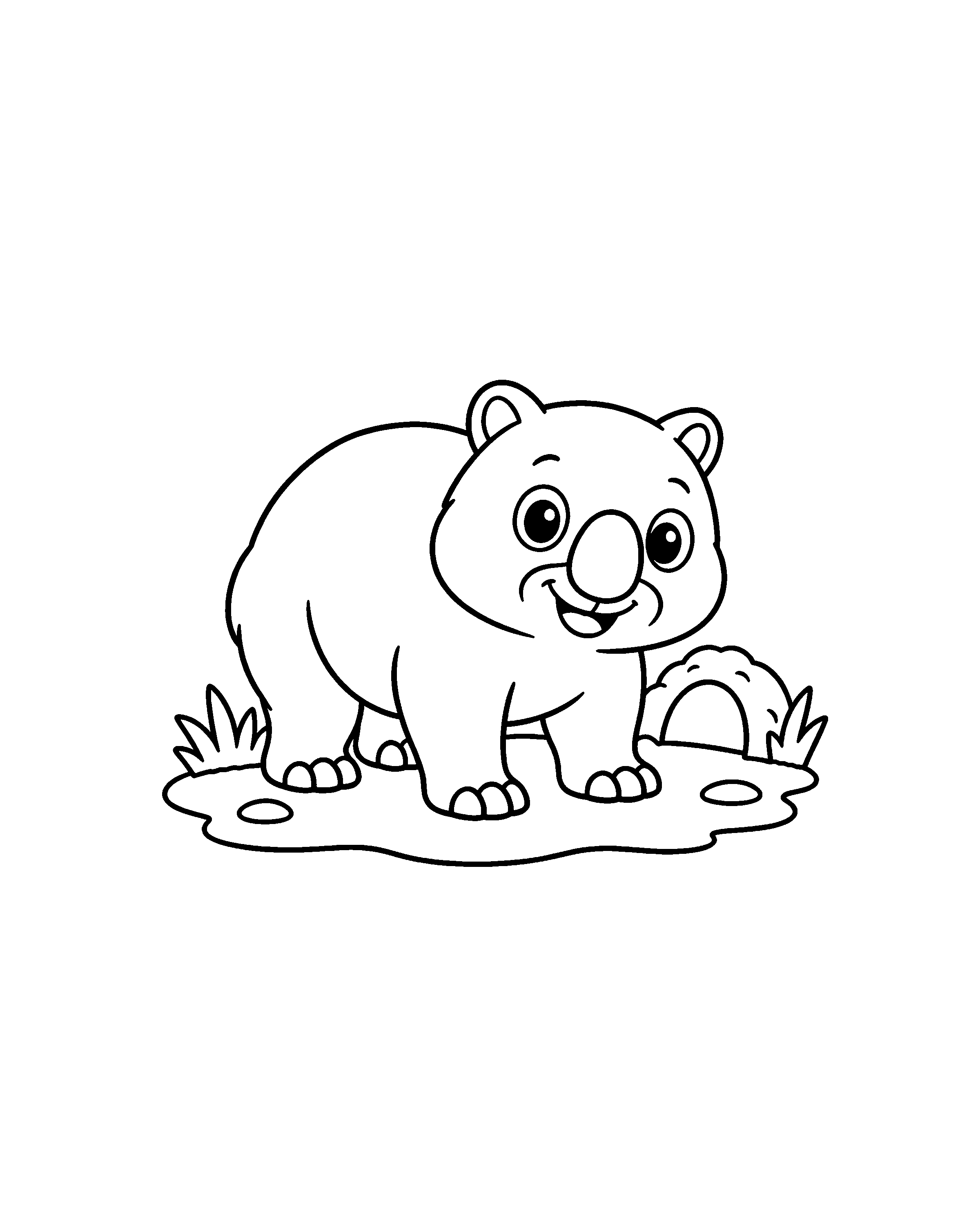 Bare-nosed Wombat colouring outline