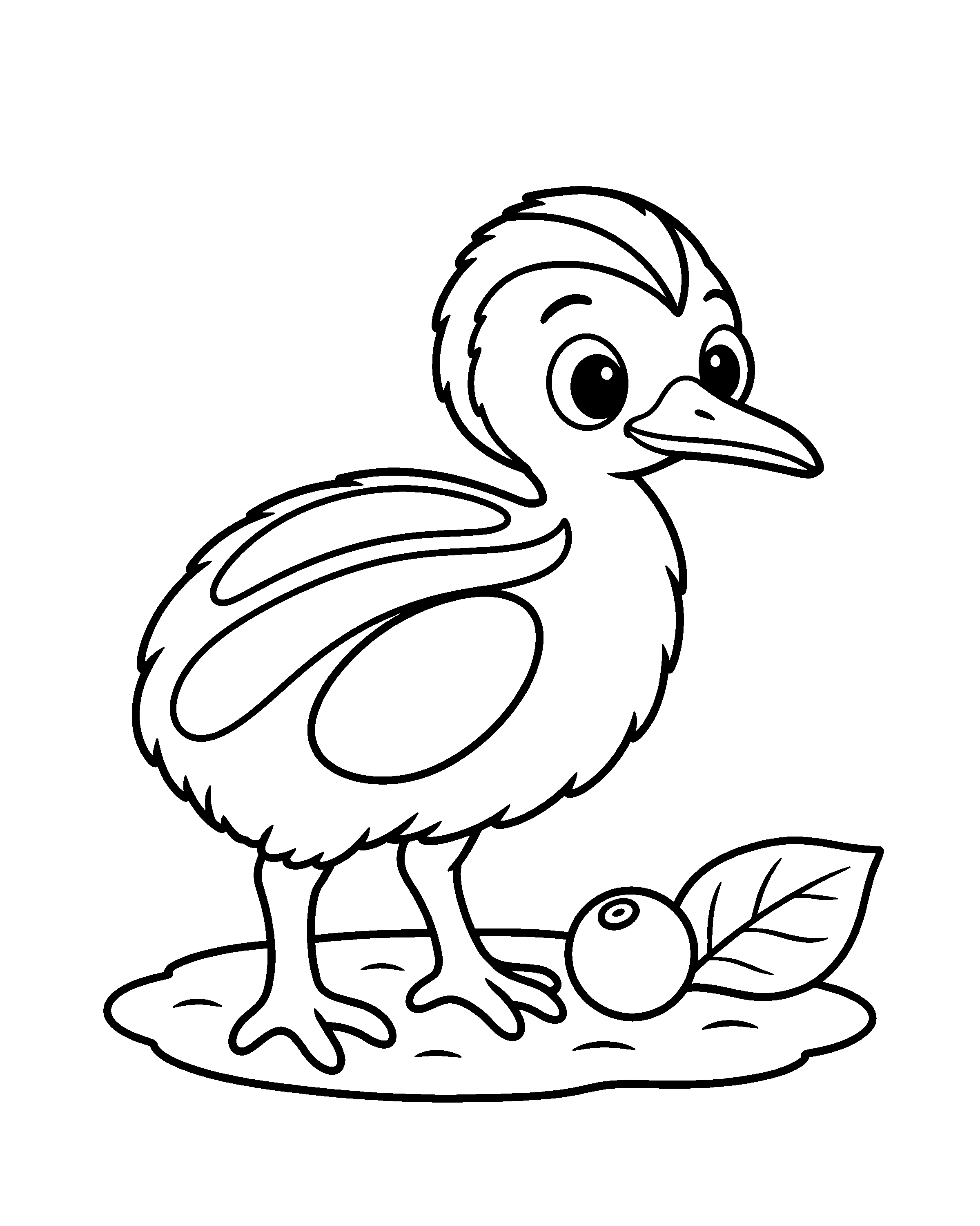 Cassowary Chick colouring outline