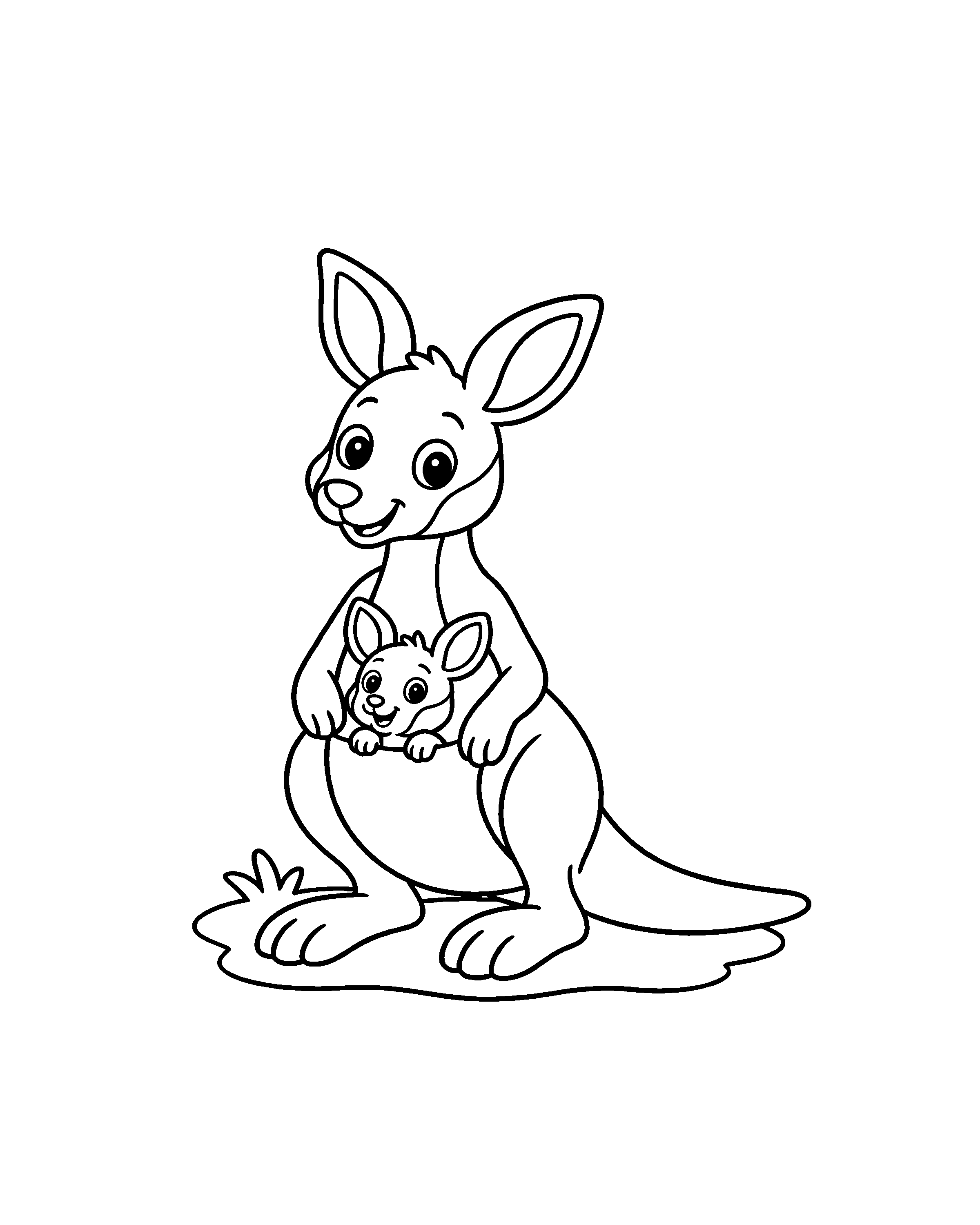 Kangaroo Joey colouring outline
