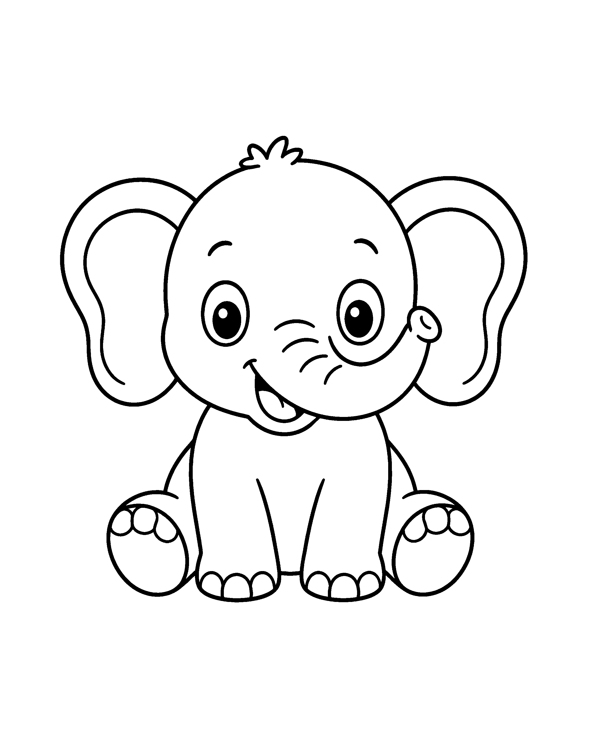 Baby Elephant colouring outline