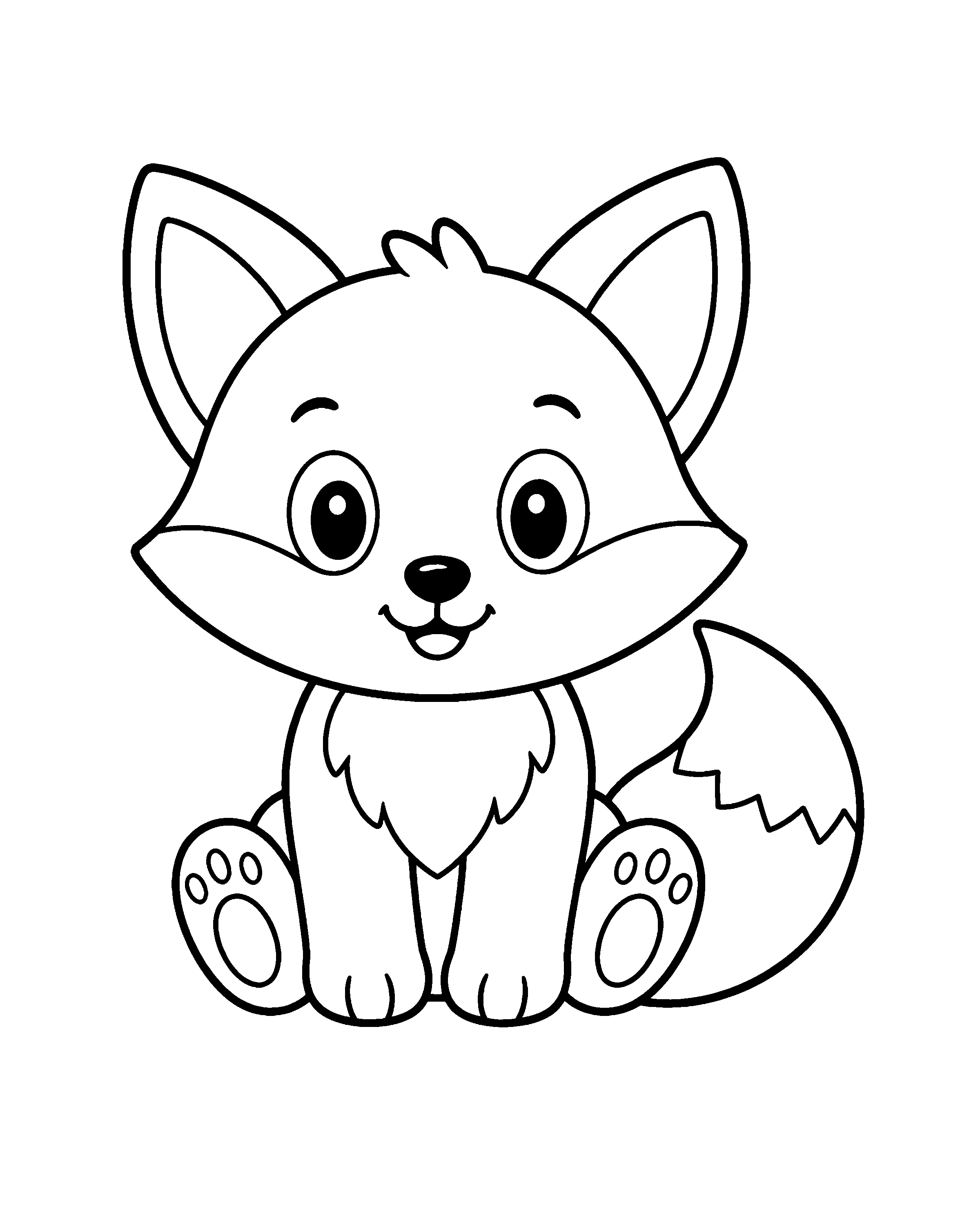 Baby Fox colouring outline