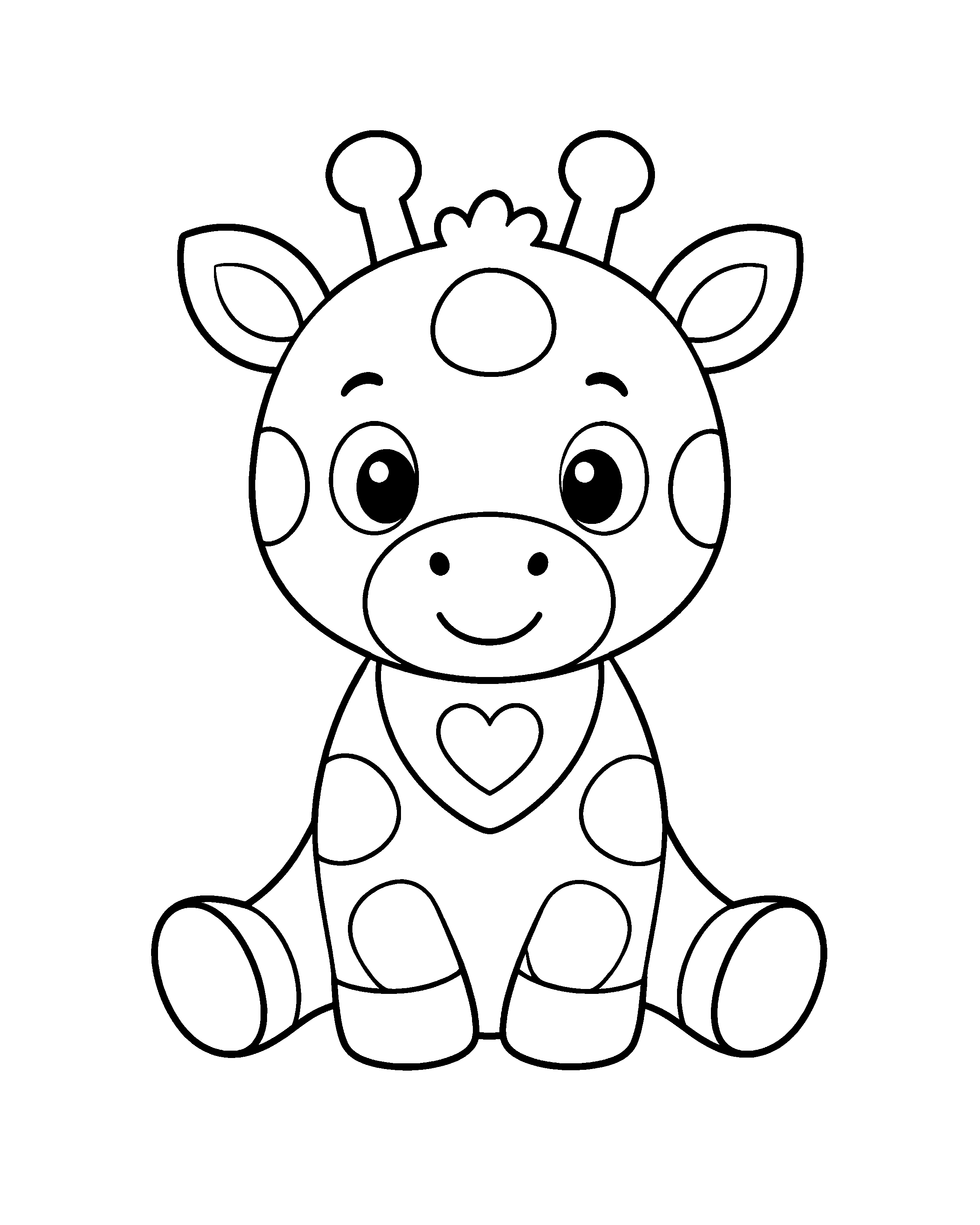 Baby Giraffe colouring outline