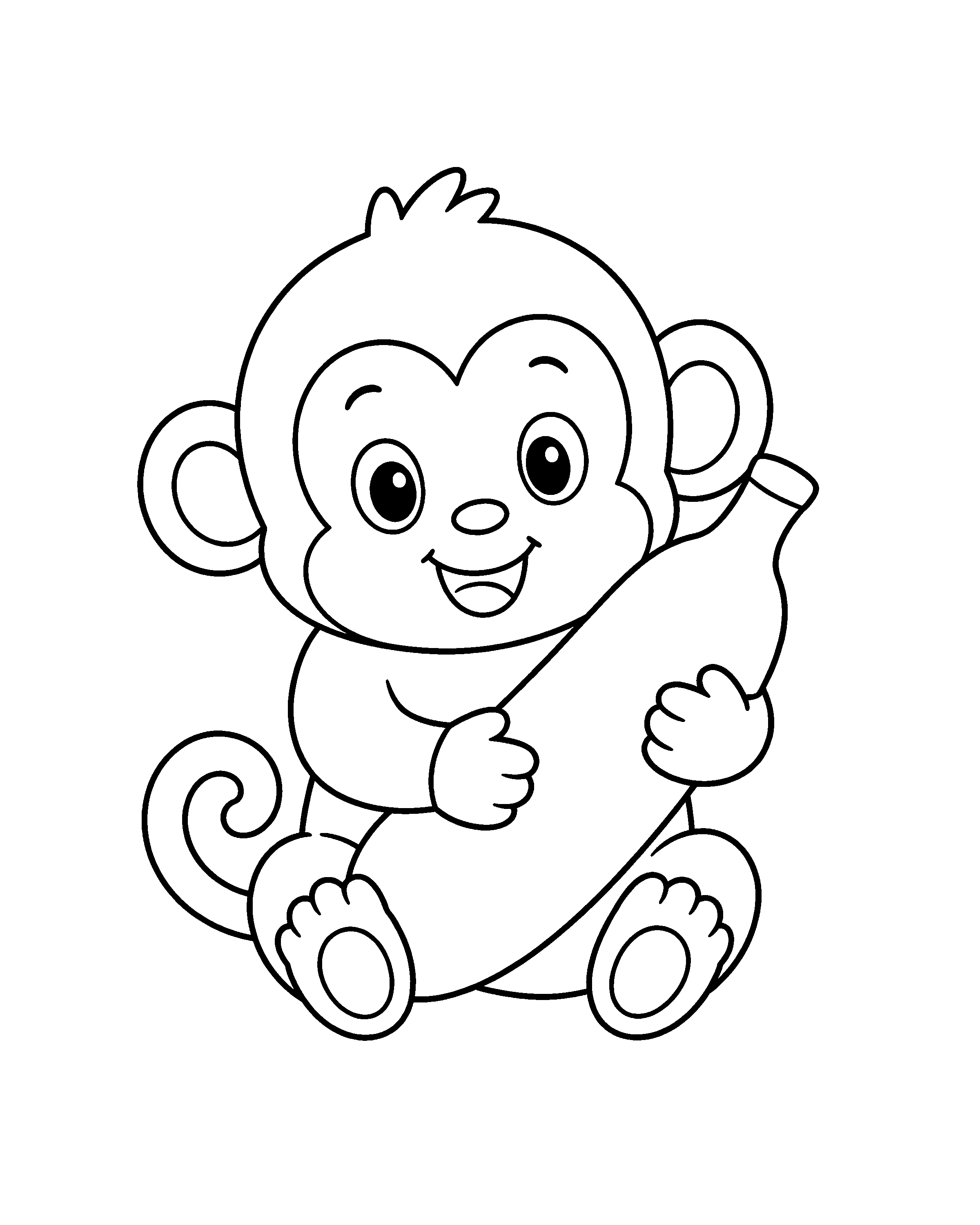 Baby Monkey colouring outline