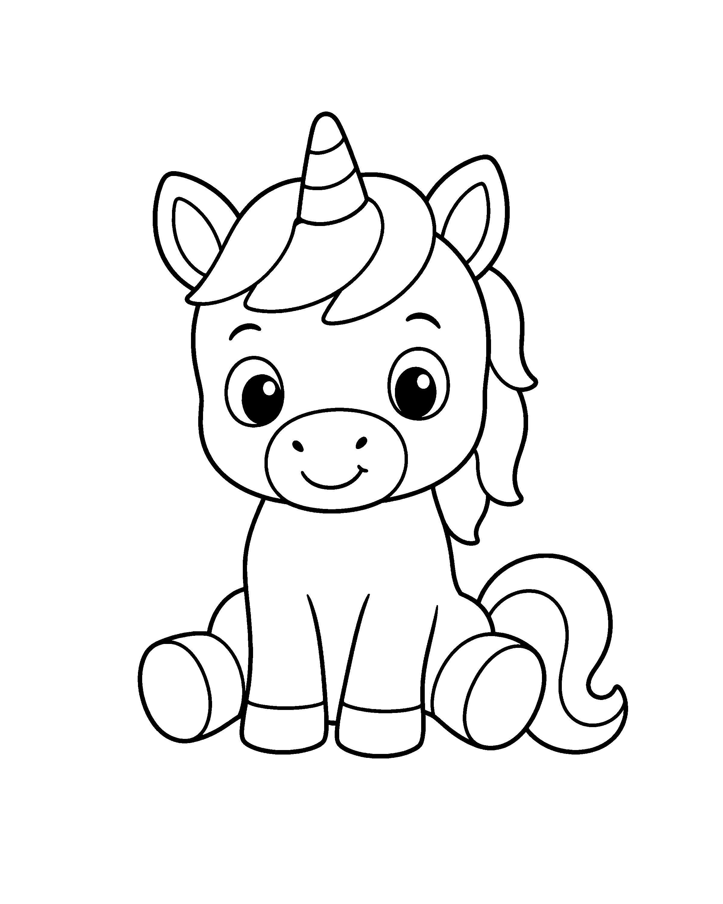 Baby Unicorn colouring outline