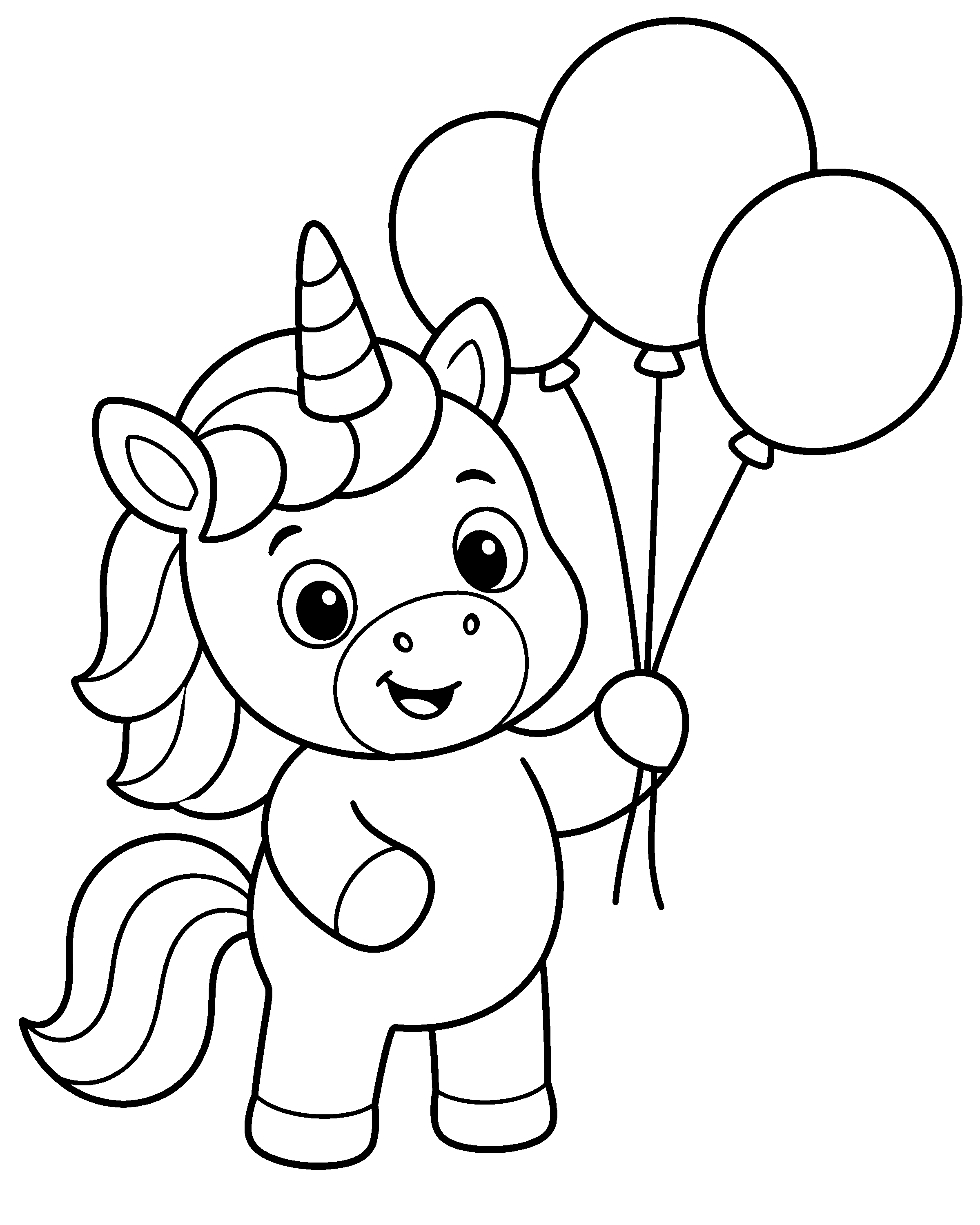Balloon Unicorn colouring outline