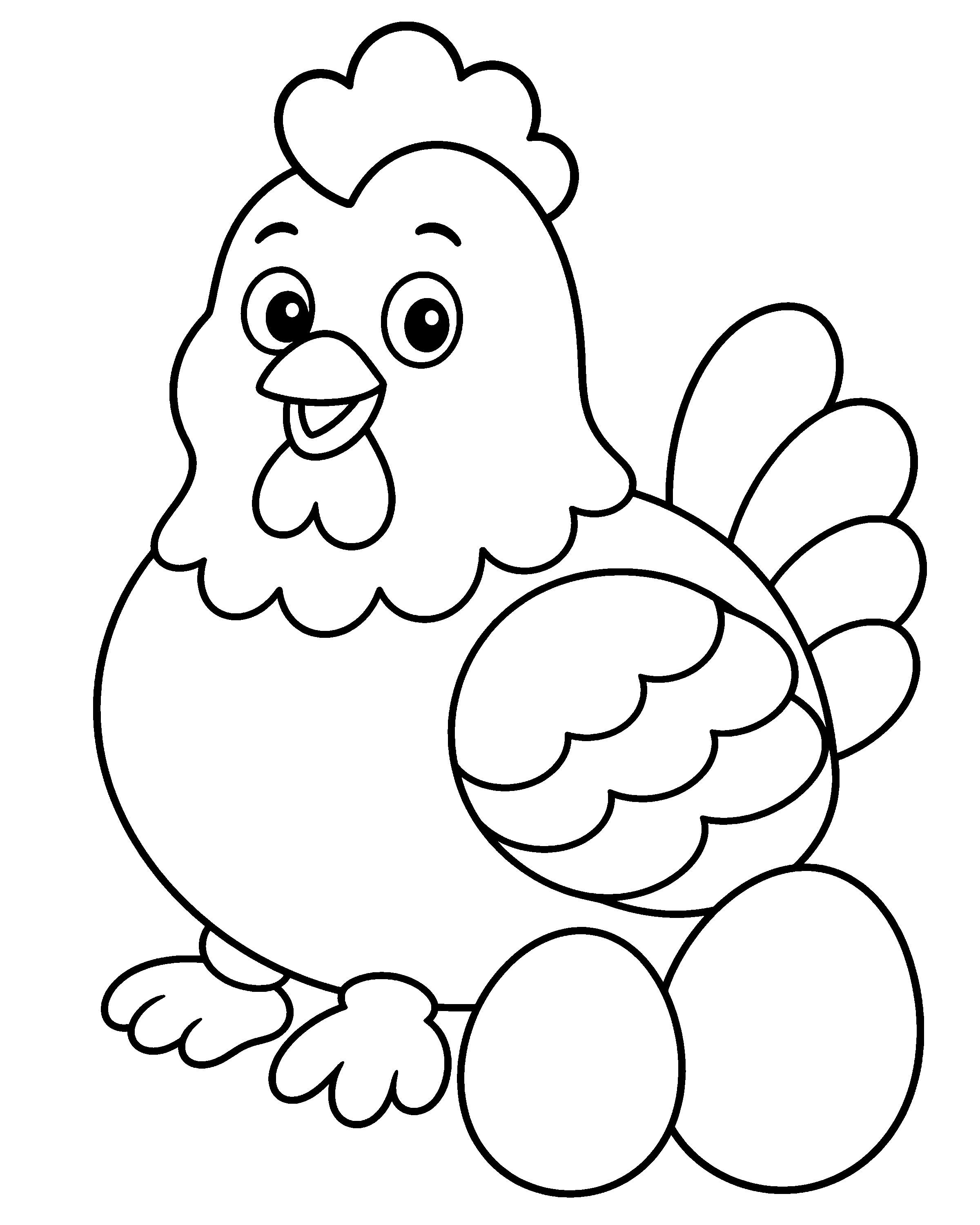 Cheerful Chicken colouring outline