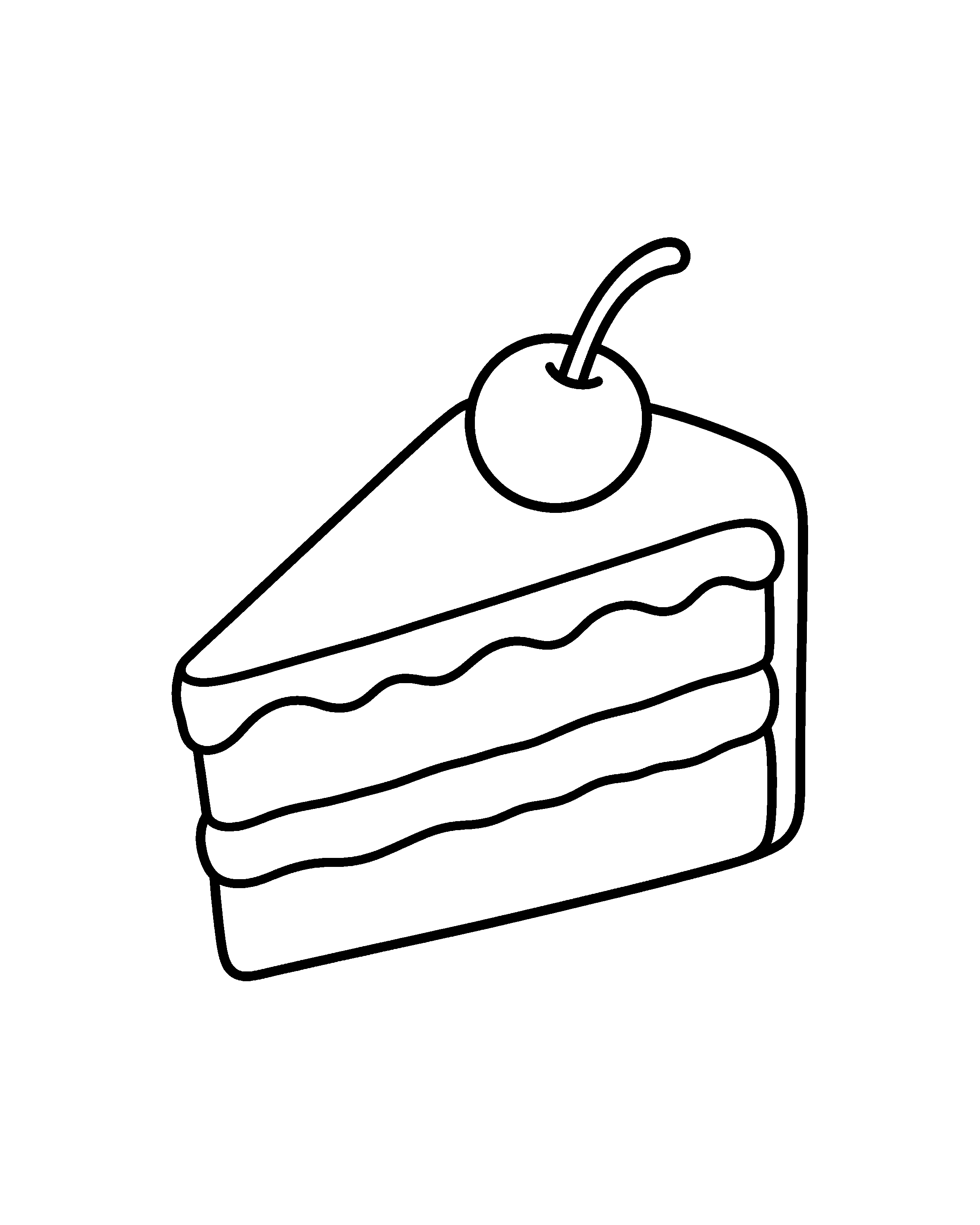 Cake Slice colouring outline