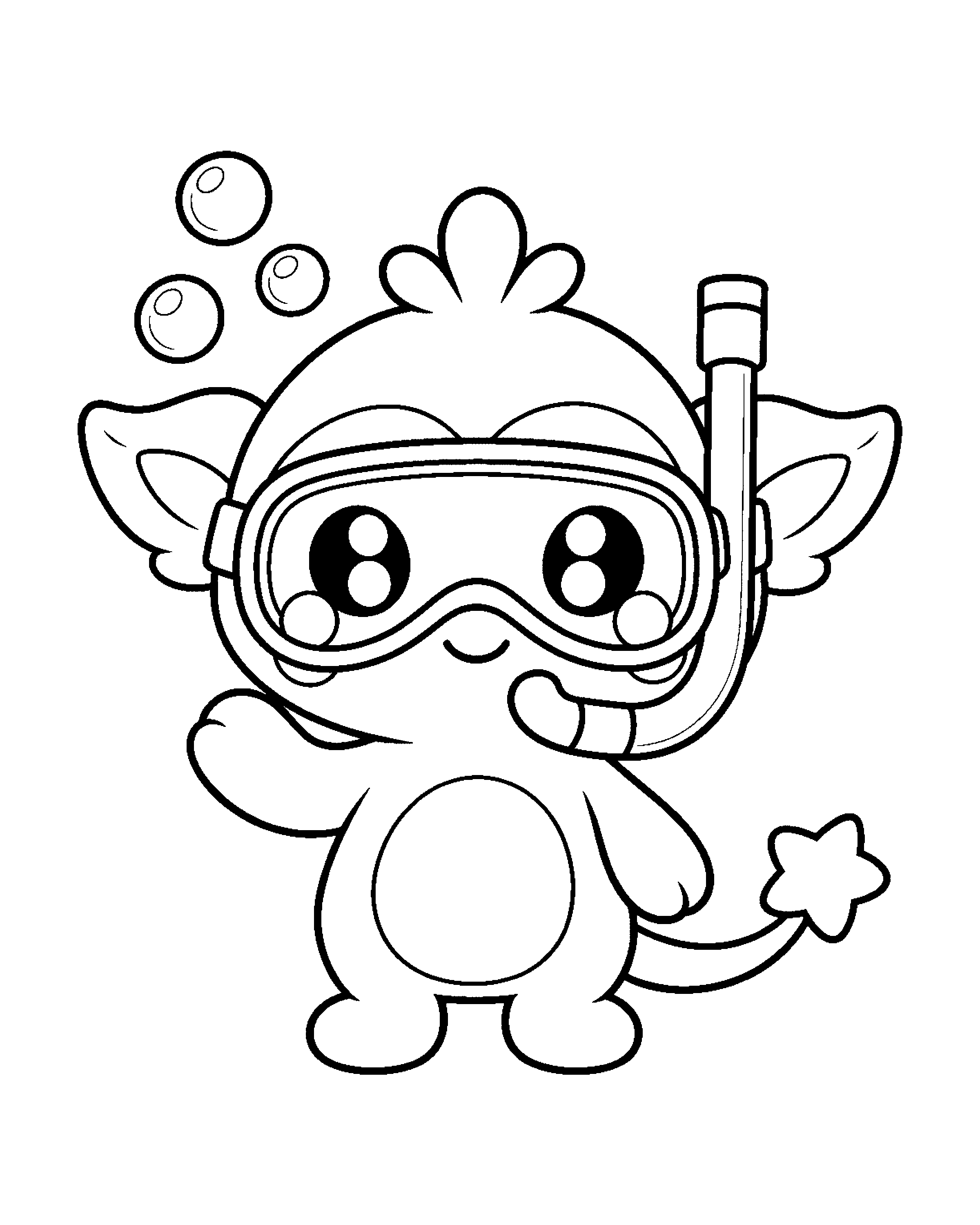 Snorkeller Cubmee colouring outline