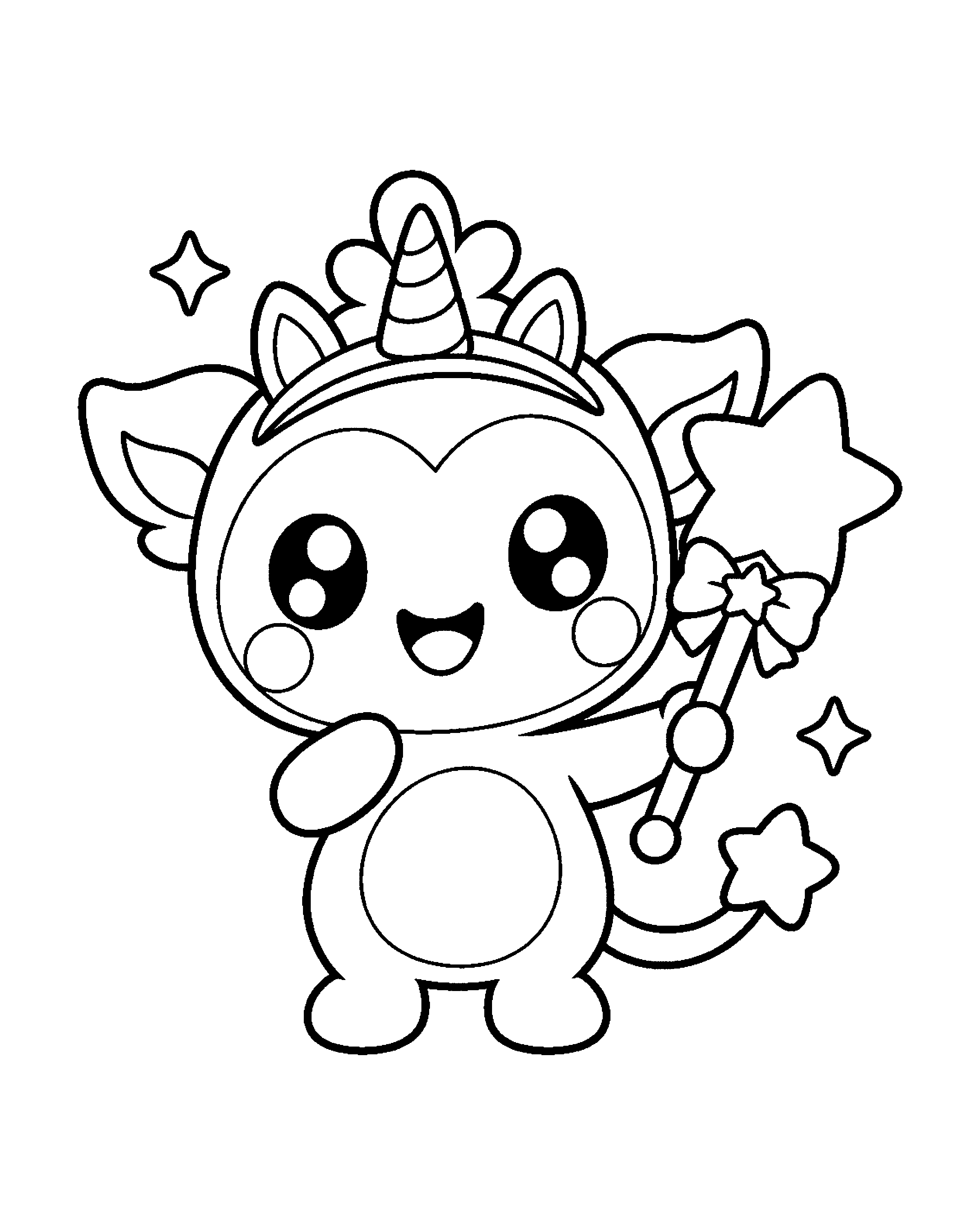 Unicorn Cubmee colouring outline