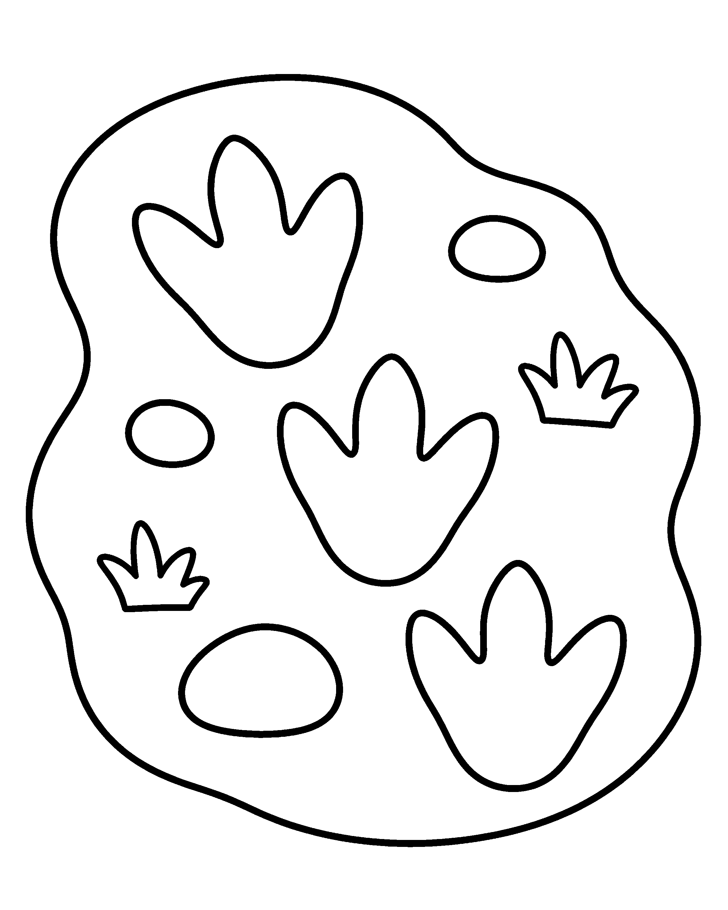 Dino Footprints colouring outline