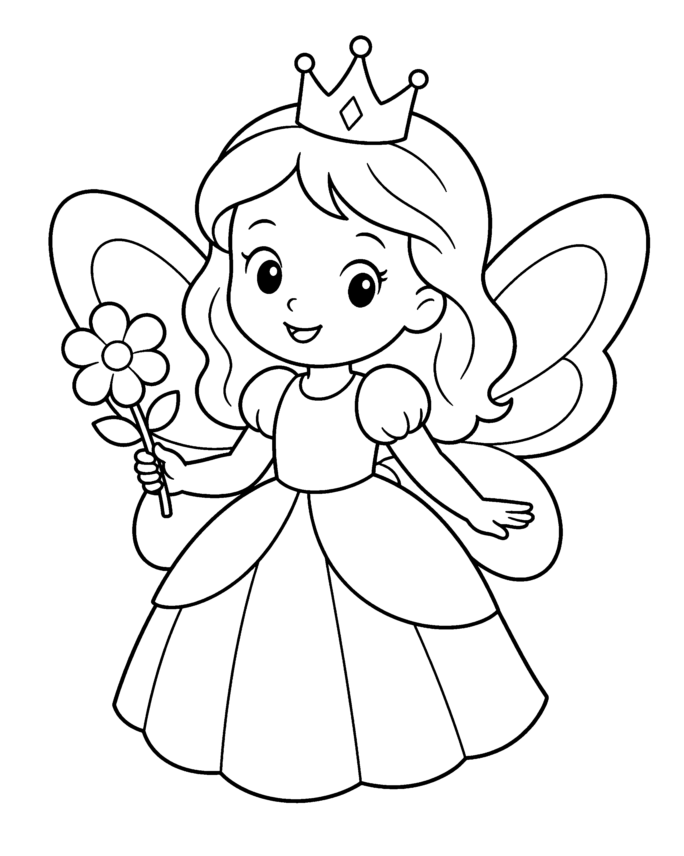 Fairy Queen colouring outline