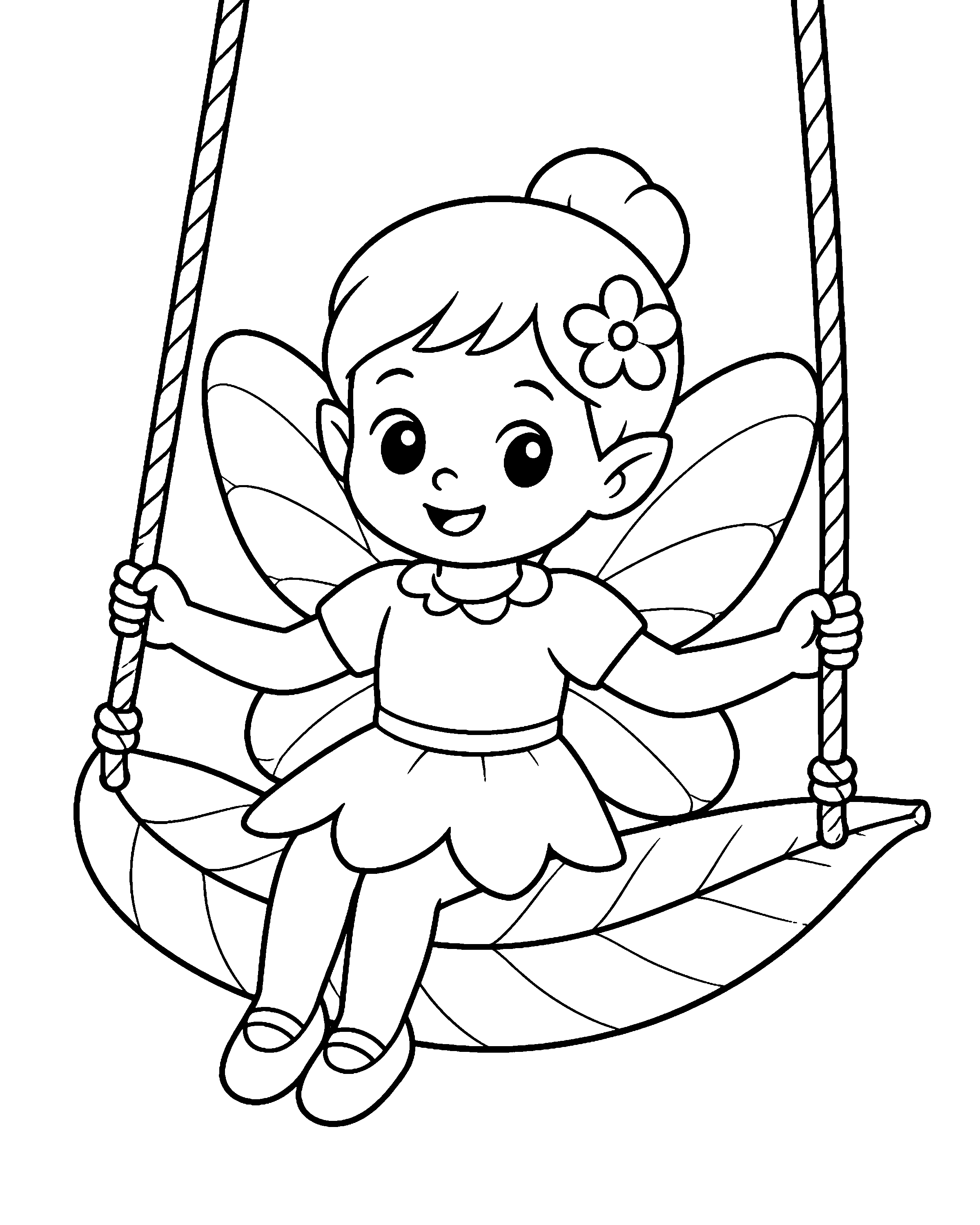 Fairy Swing colouring outline