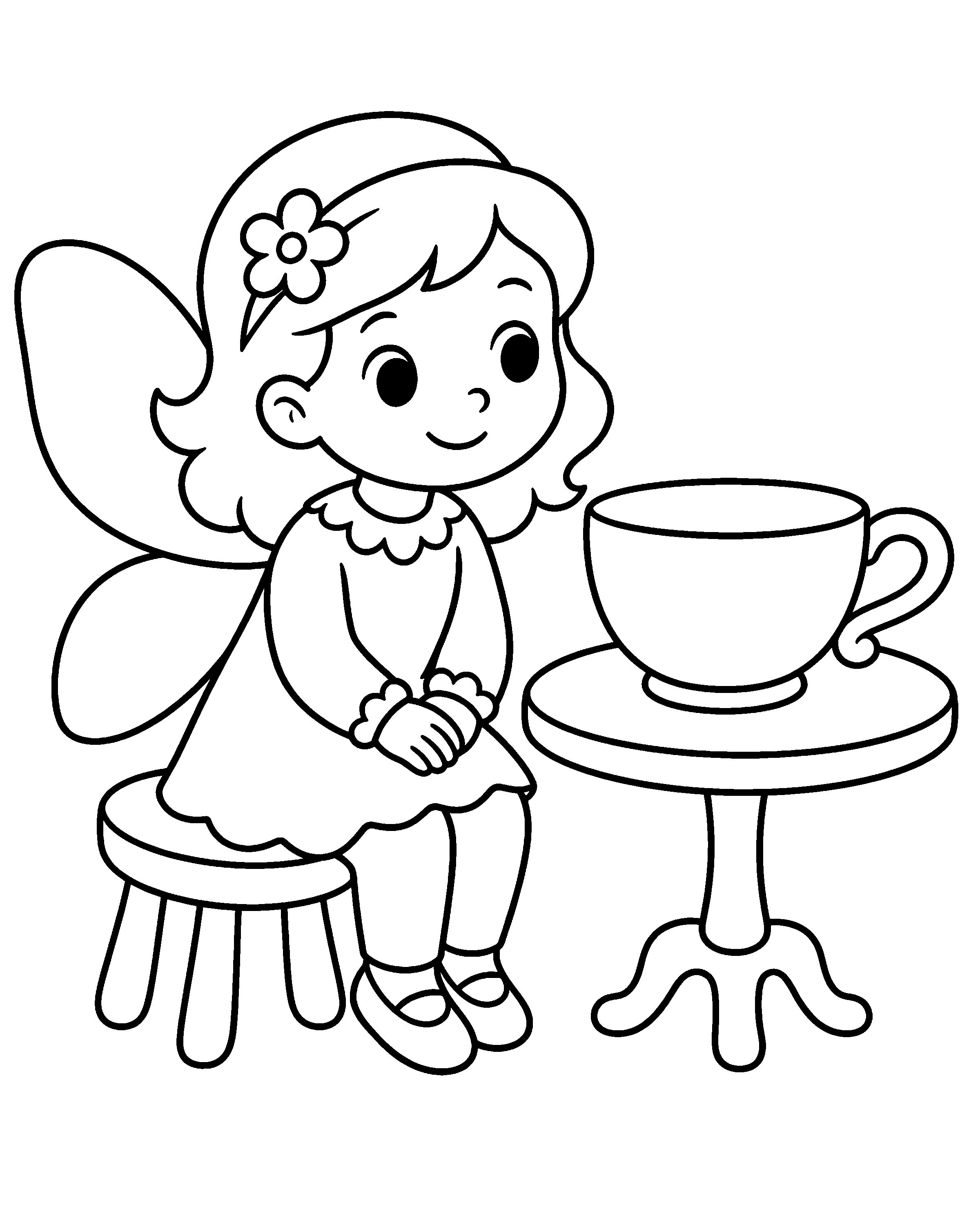 Fairy Tea colouring outline