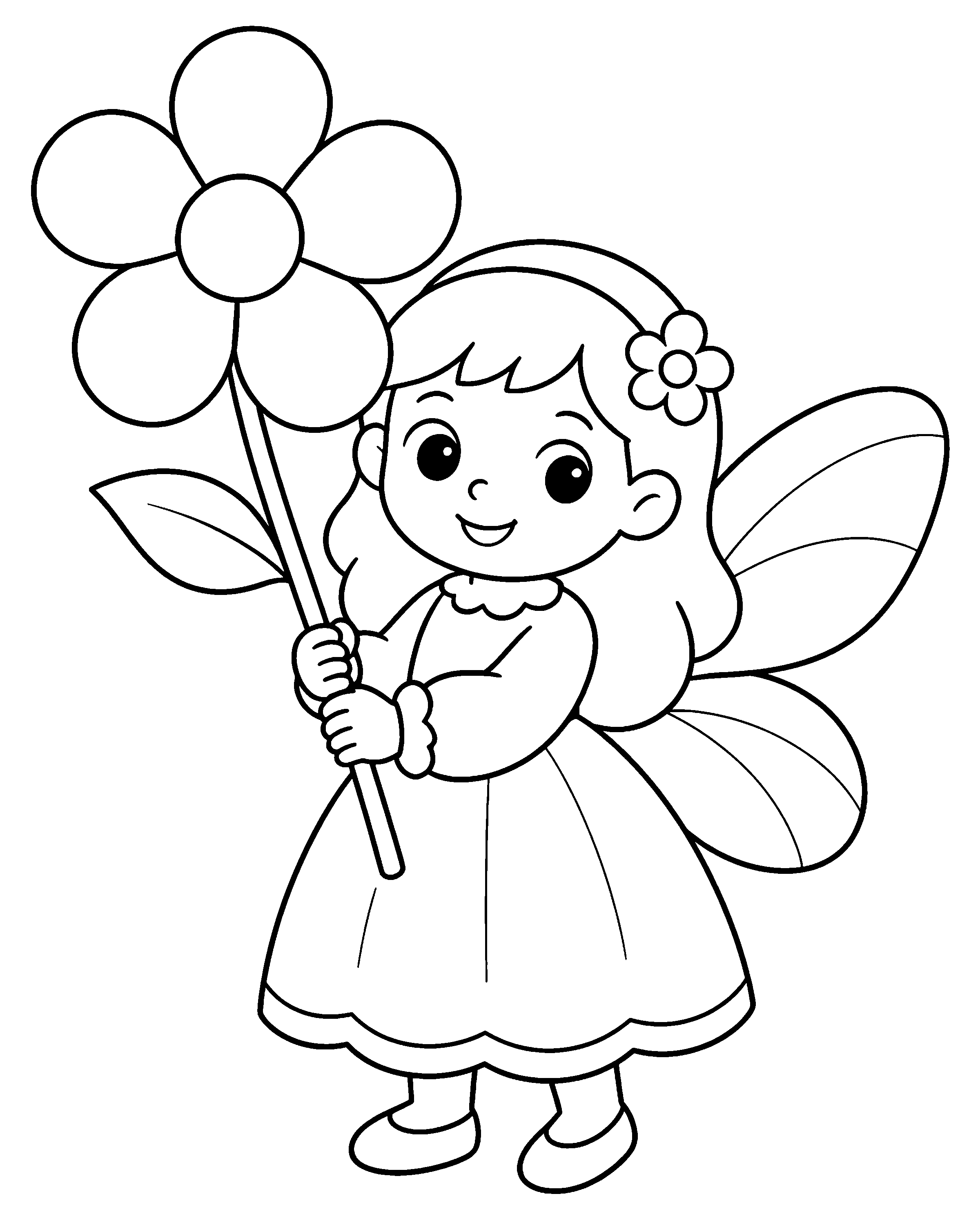 Flower Fairy colouring outline