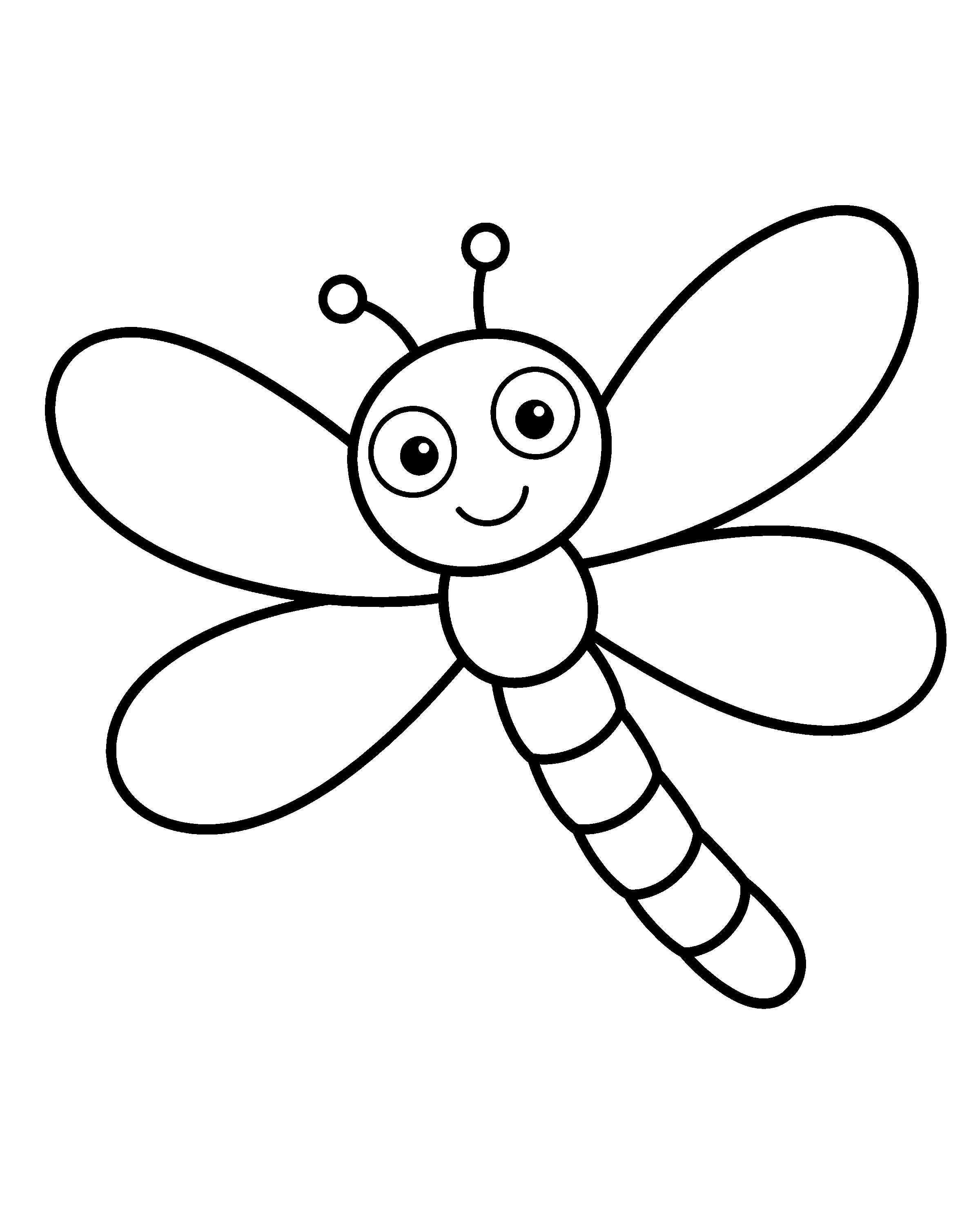 Friendly Dragonfly colouring outline