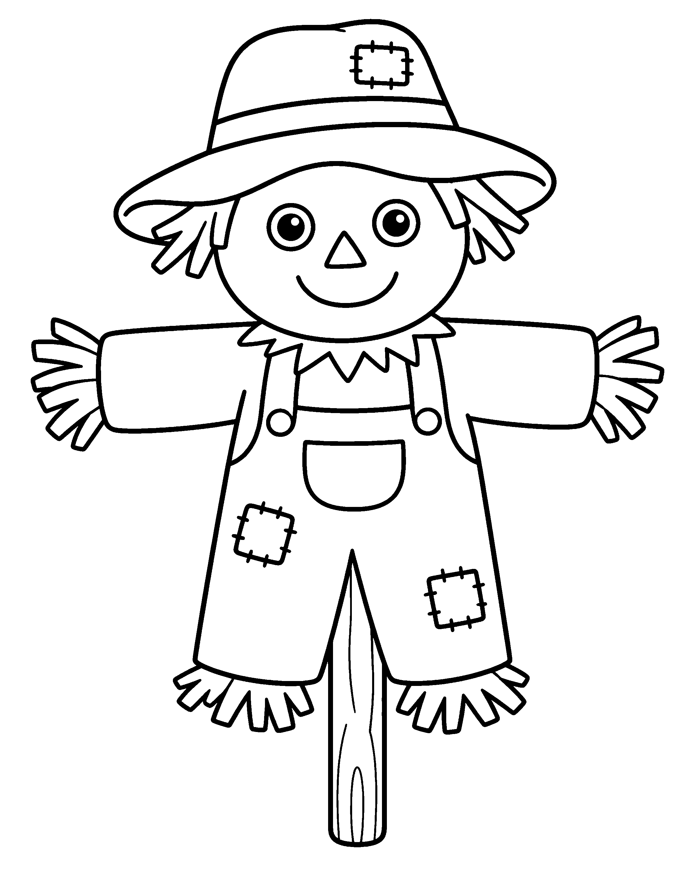 Friendly Scarecrow colouring outline