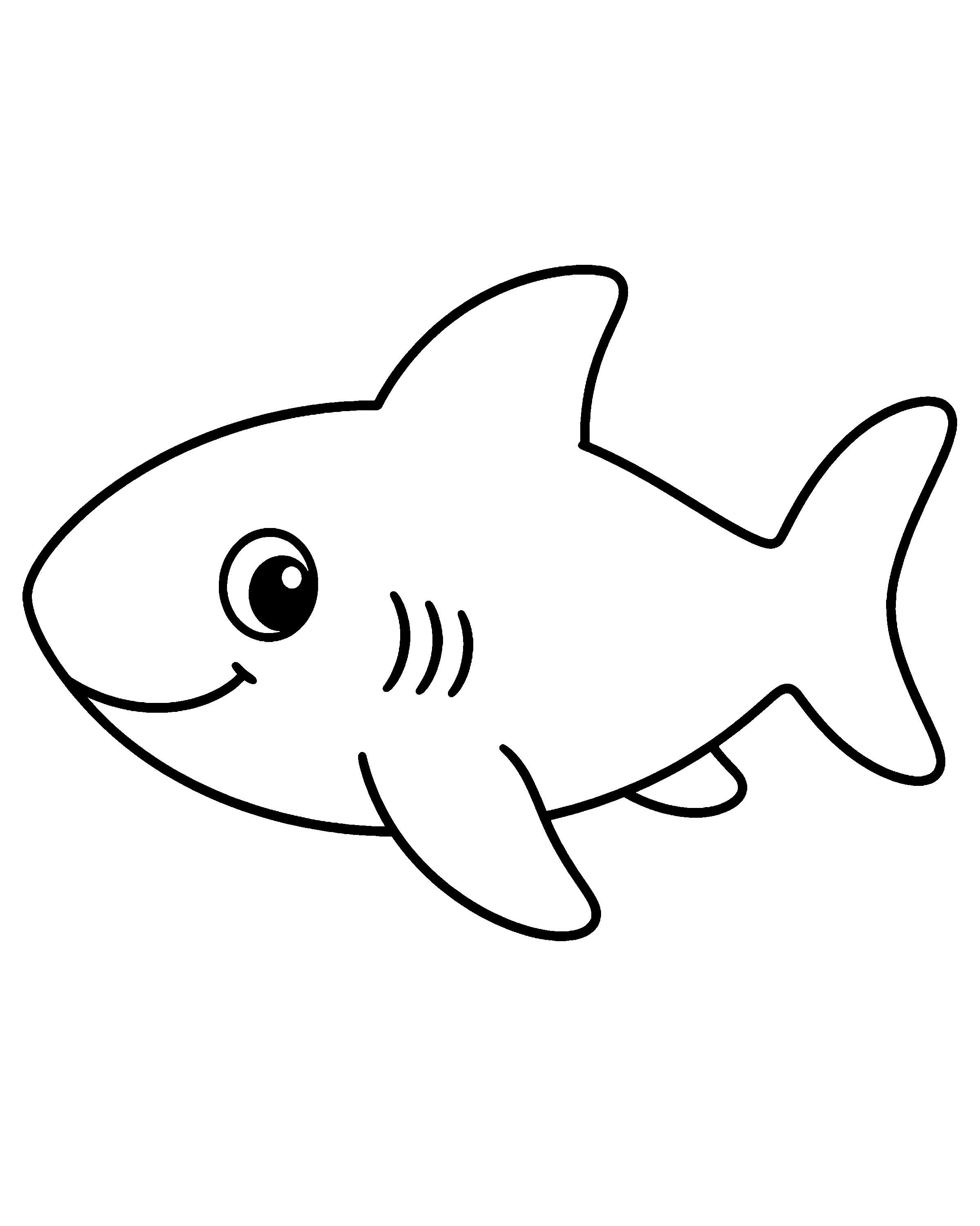 Friendly Shark colouring outline
