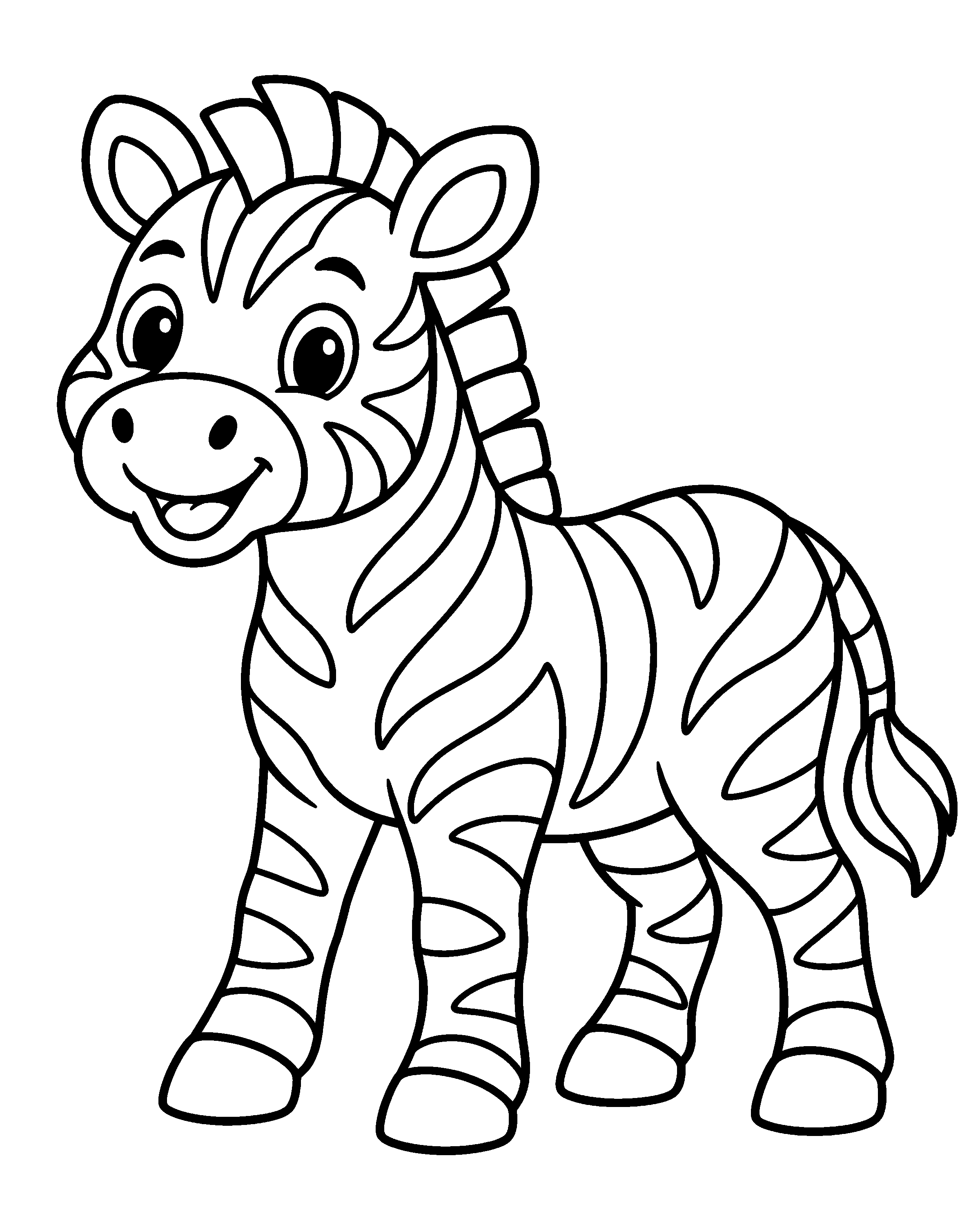 Friendly Zebra colouring outline