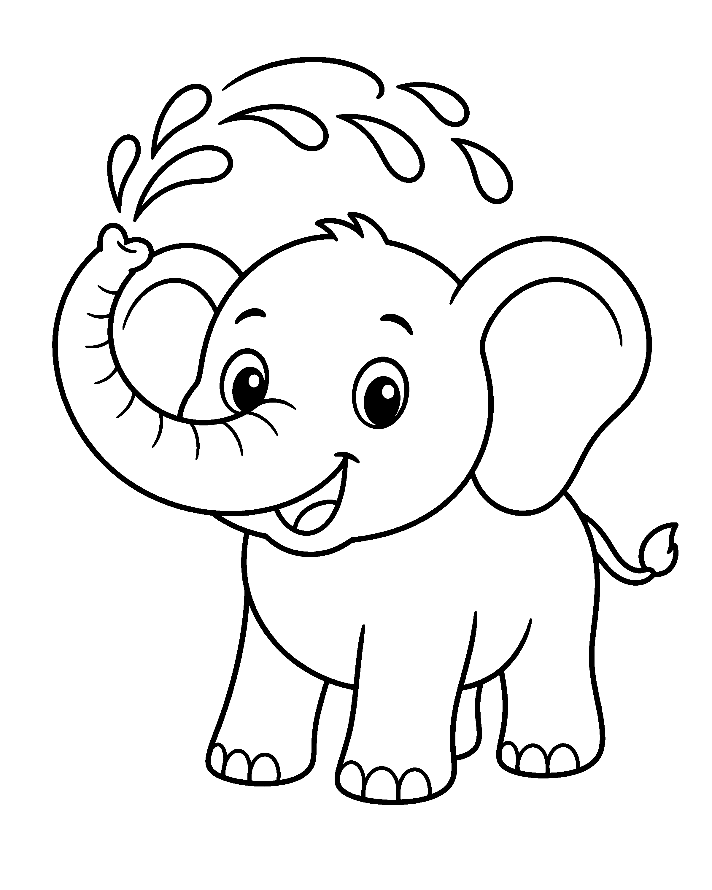 Gentle Elephant colouring outline