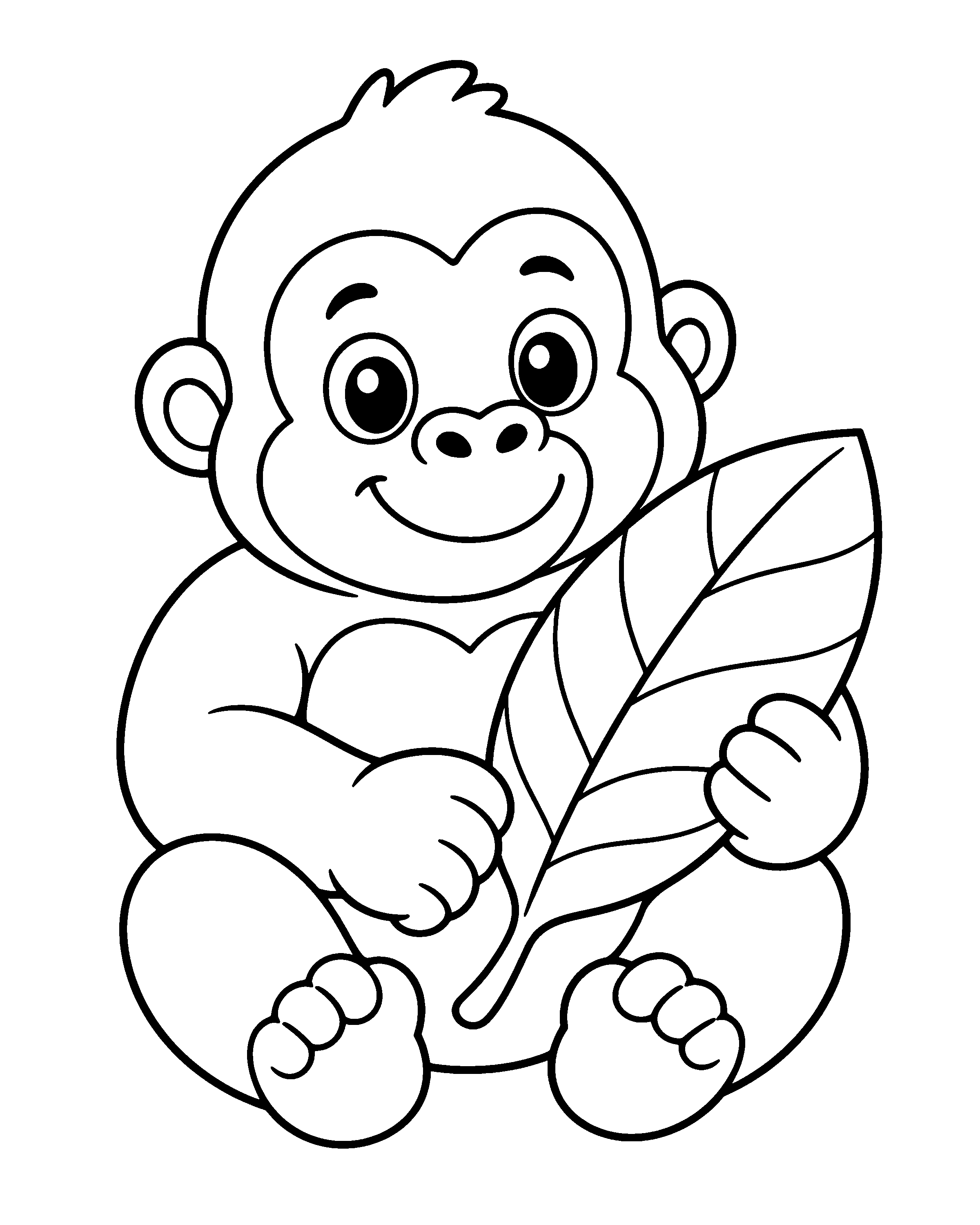 Gentle Gorilla colouring outline