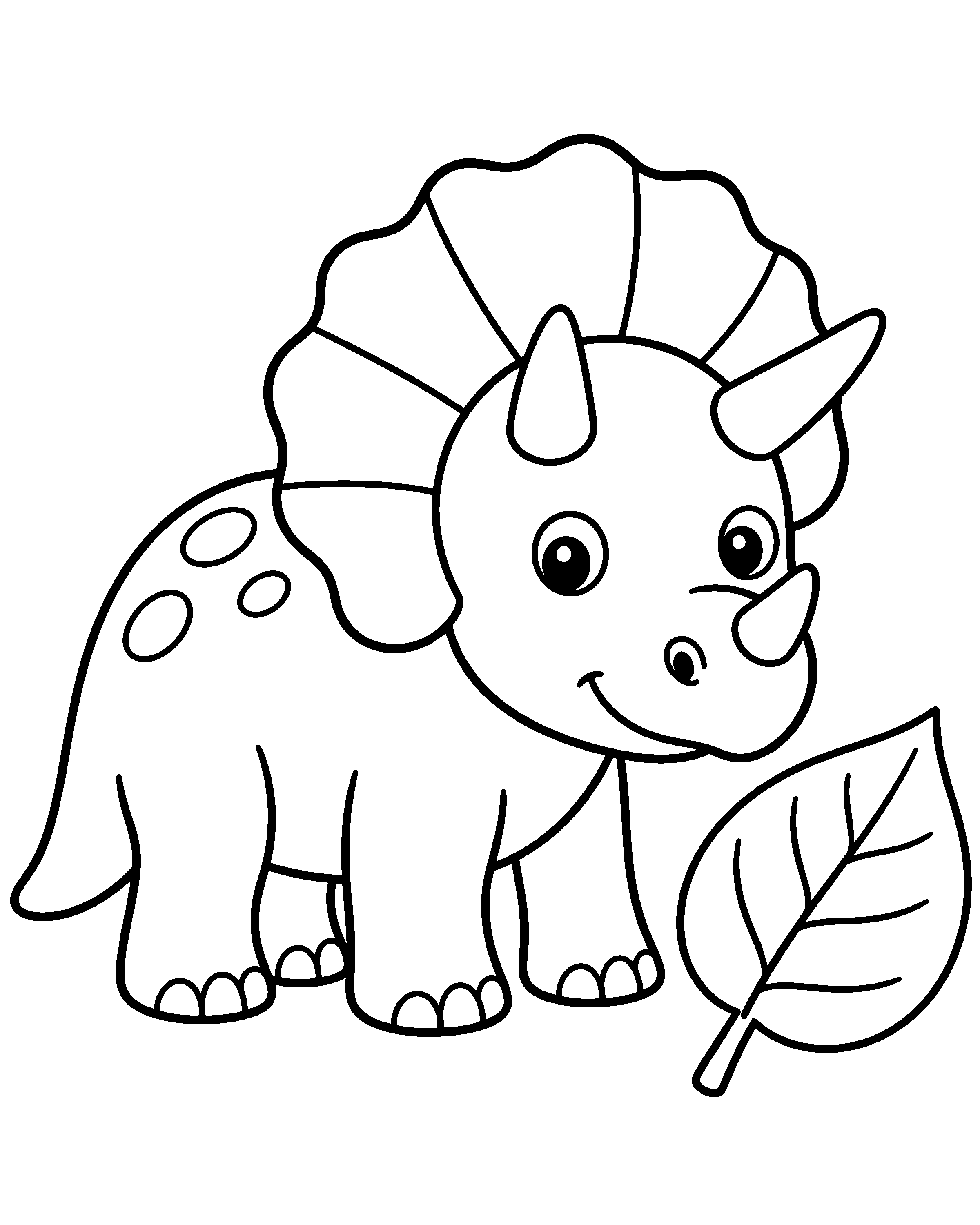 Gentle Triceratops colouring outline
