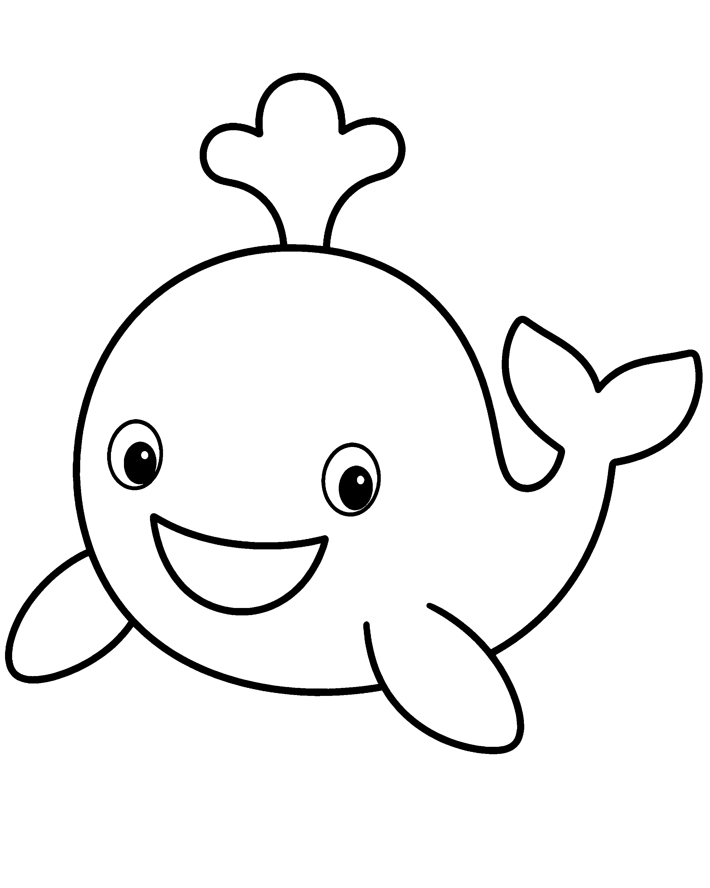 Gentle Whale colouring outline