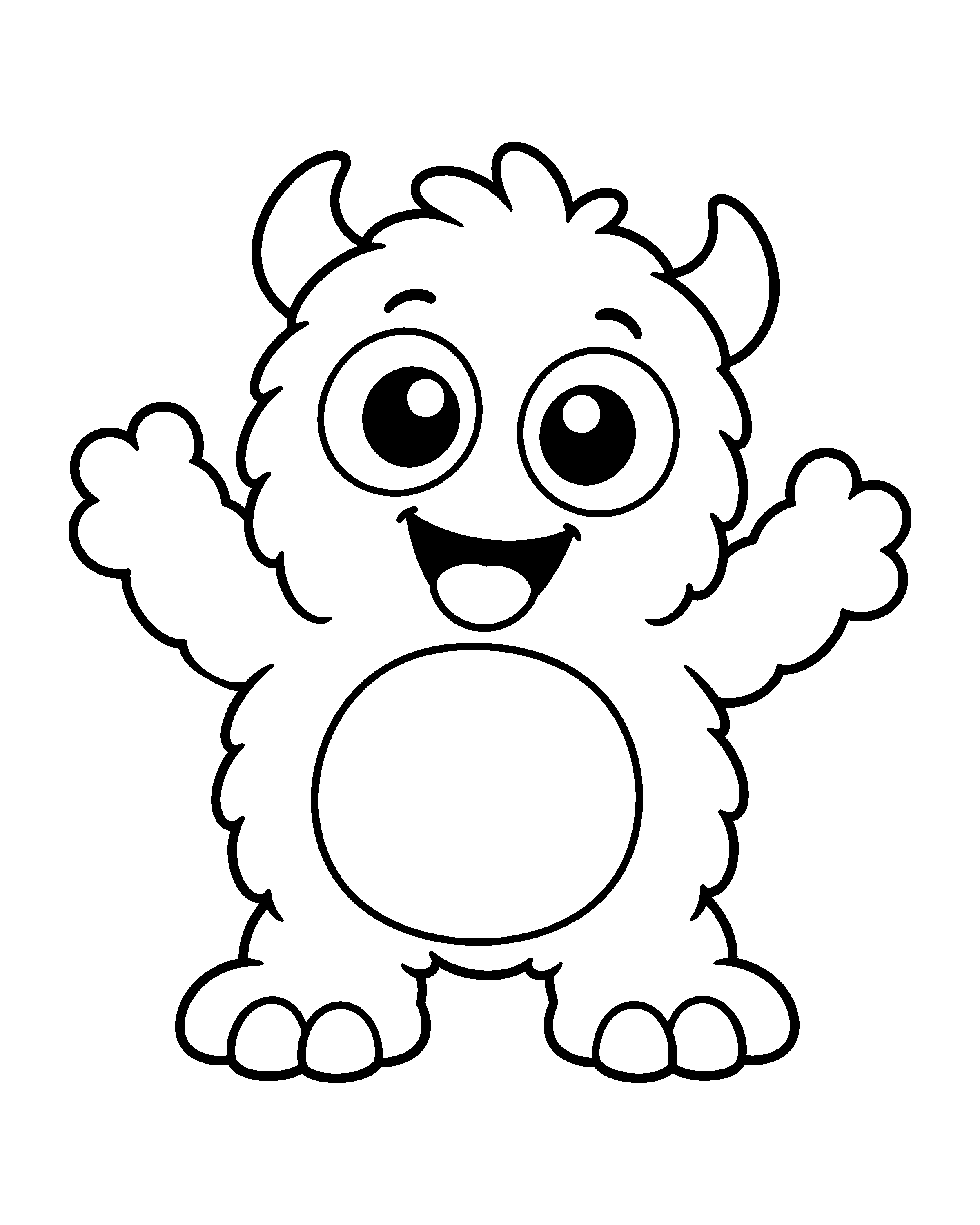 Fuzzy Monster colouring outline