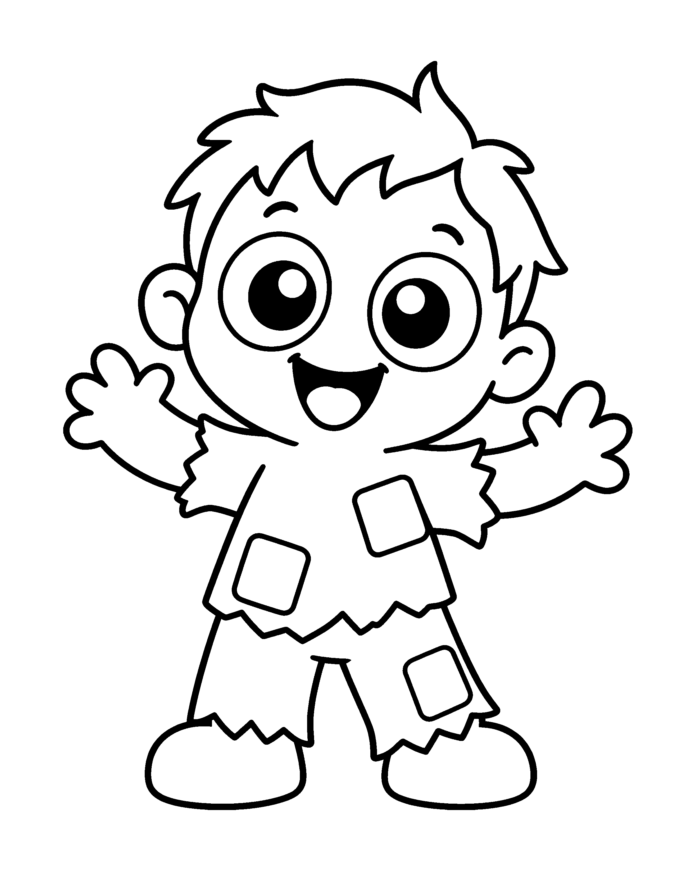 Patchwork Zombie colouring outline