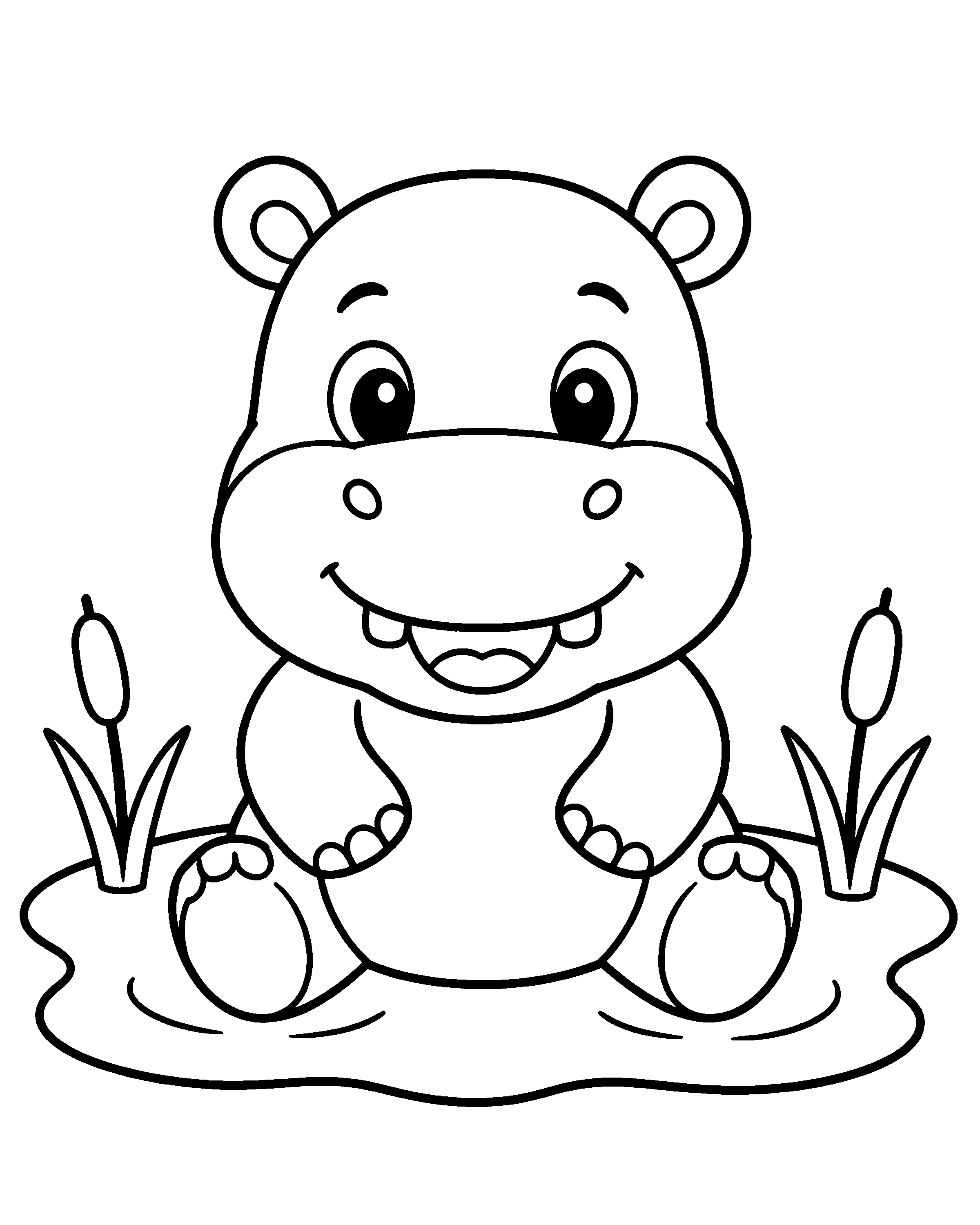 Happy Hippo colouring outline