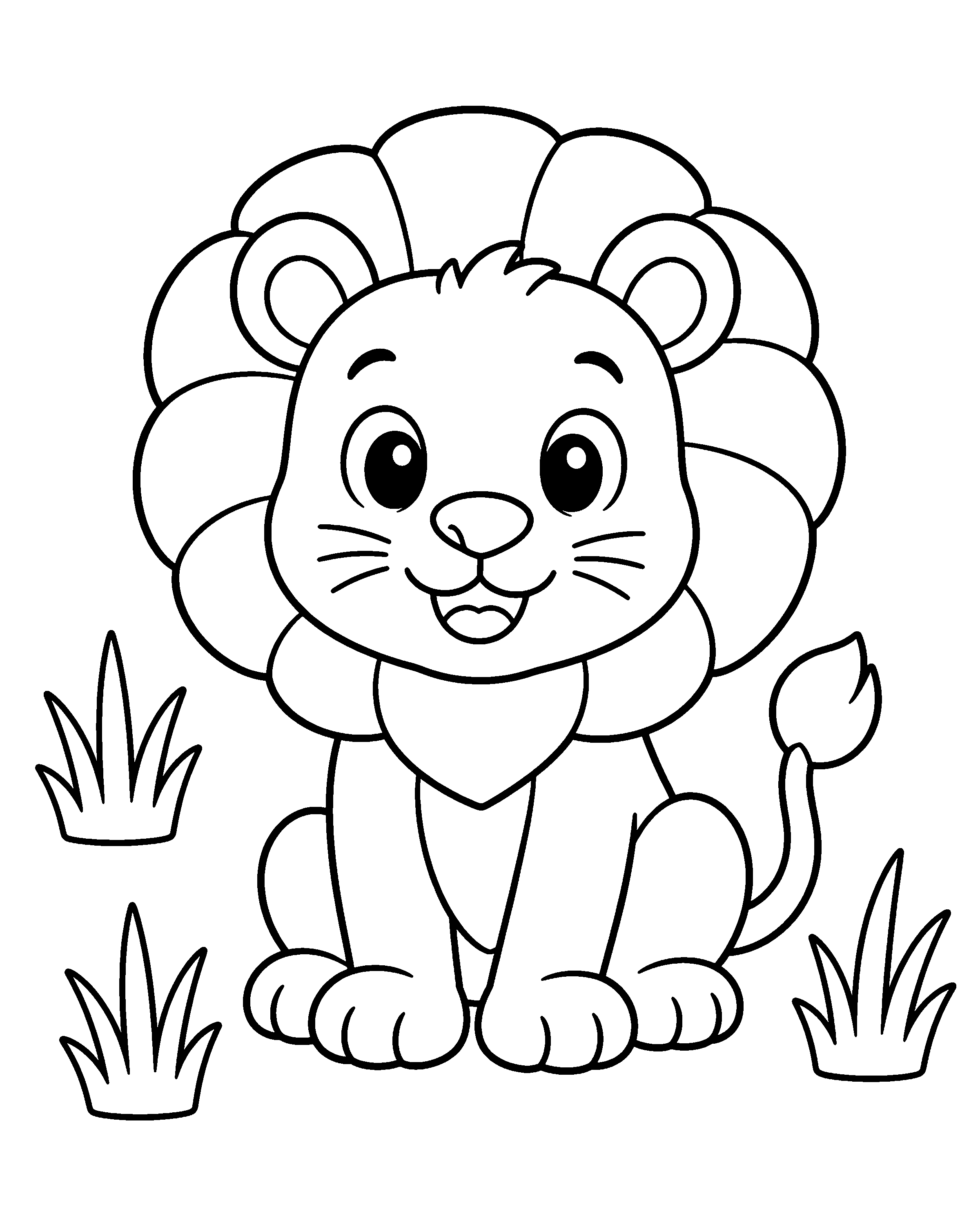 Happy Lion colouring outline