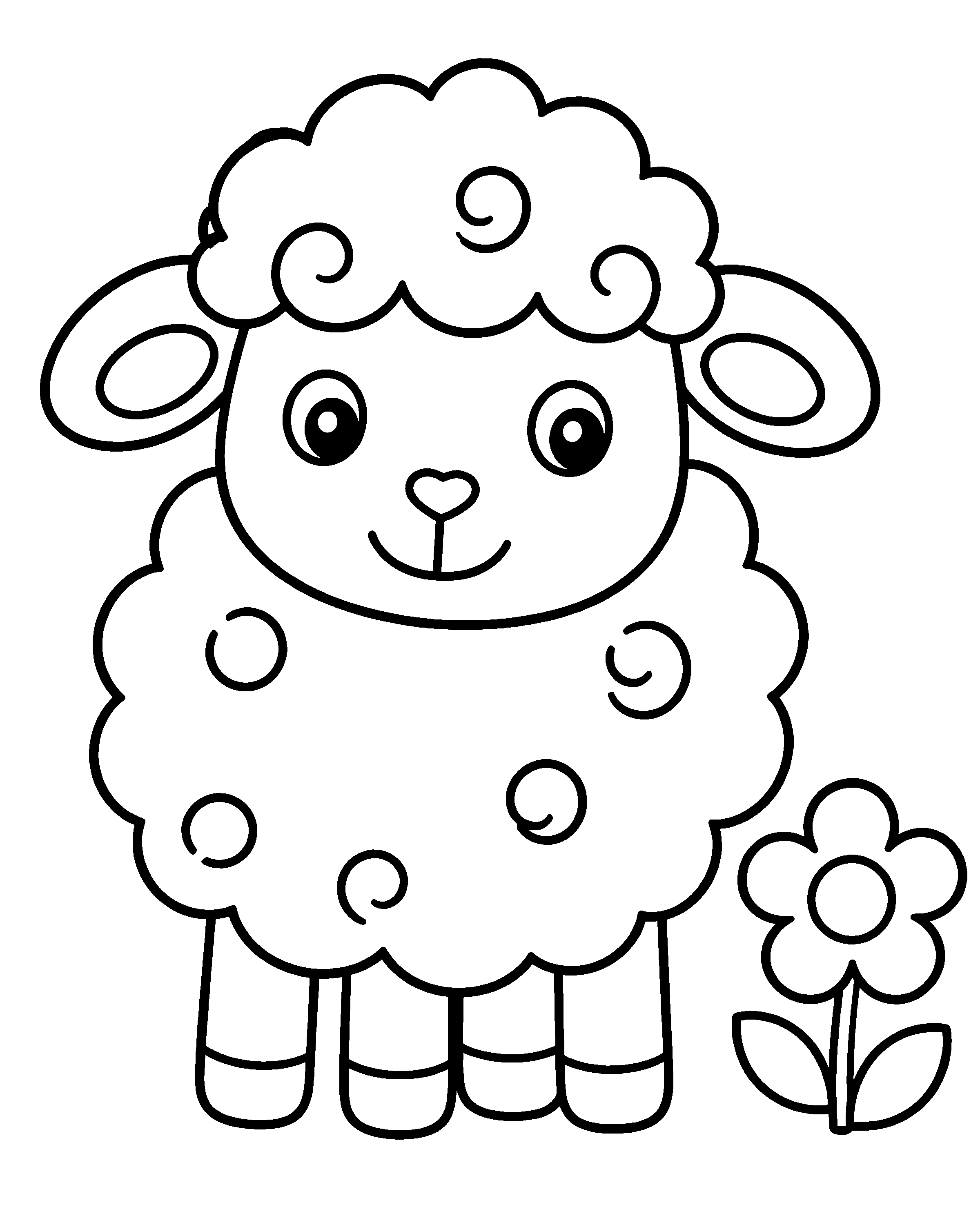 Happy Sheep colouring outline
