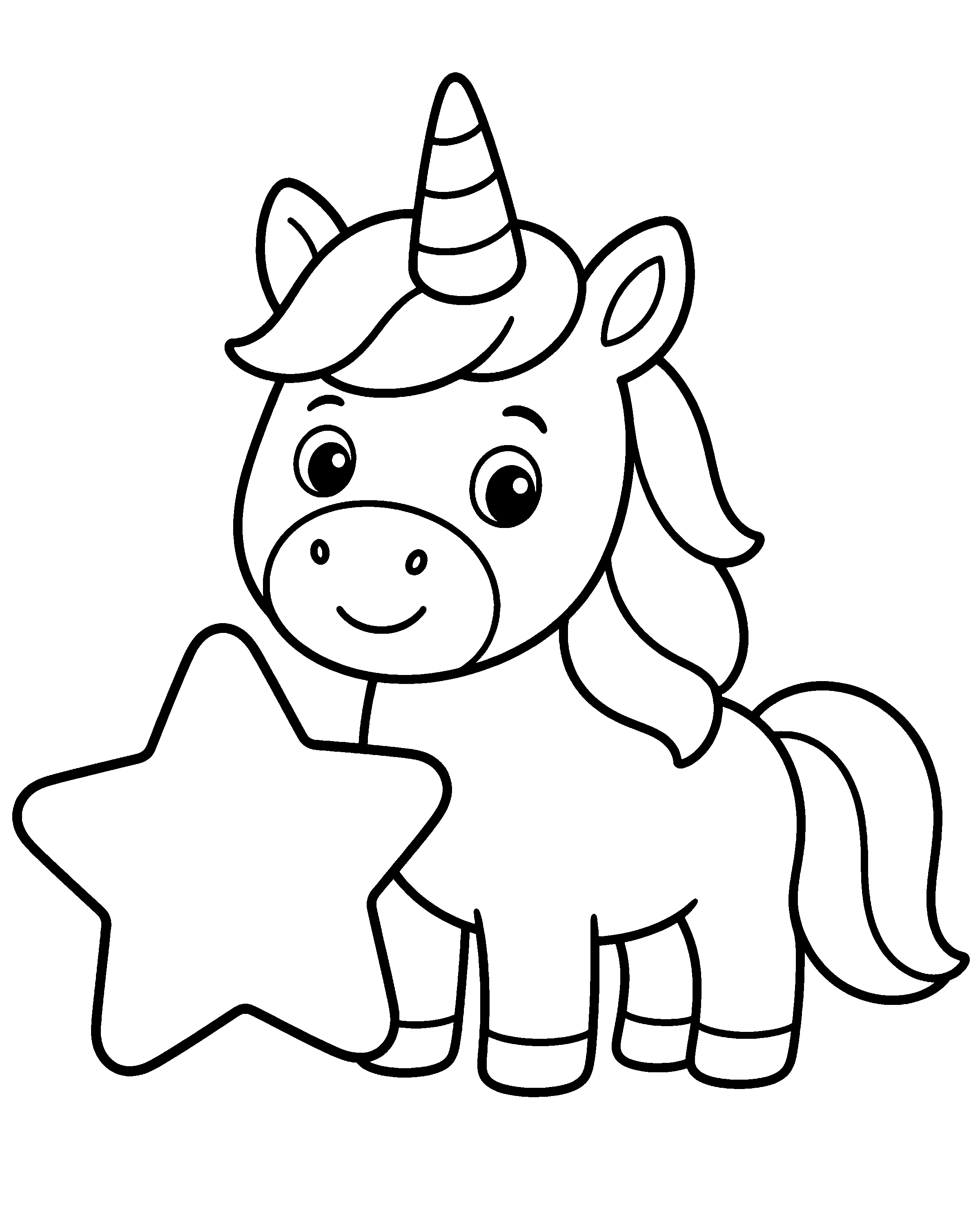 Happy Unicorn colouring outline