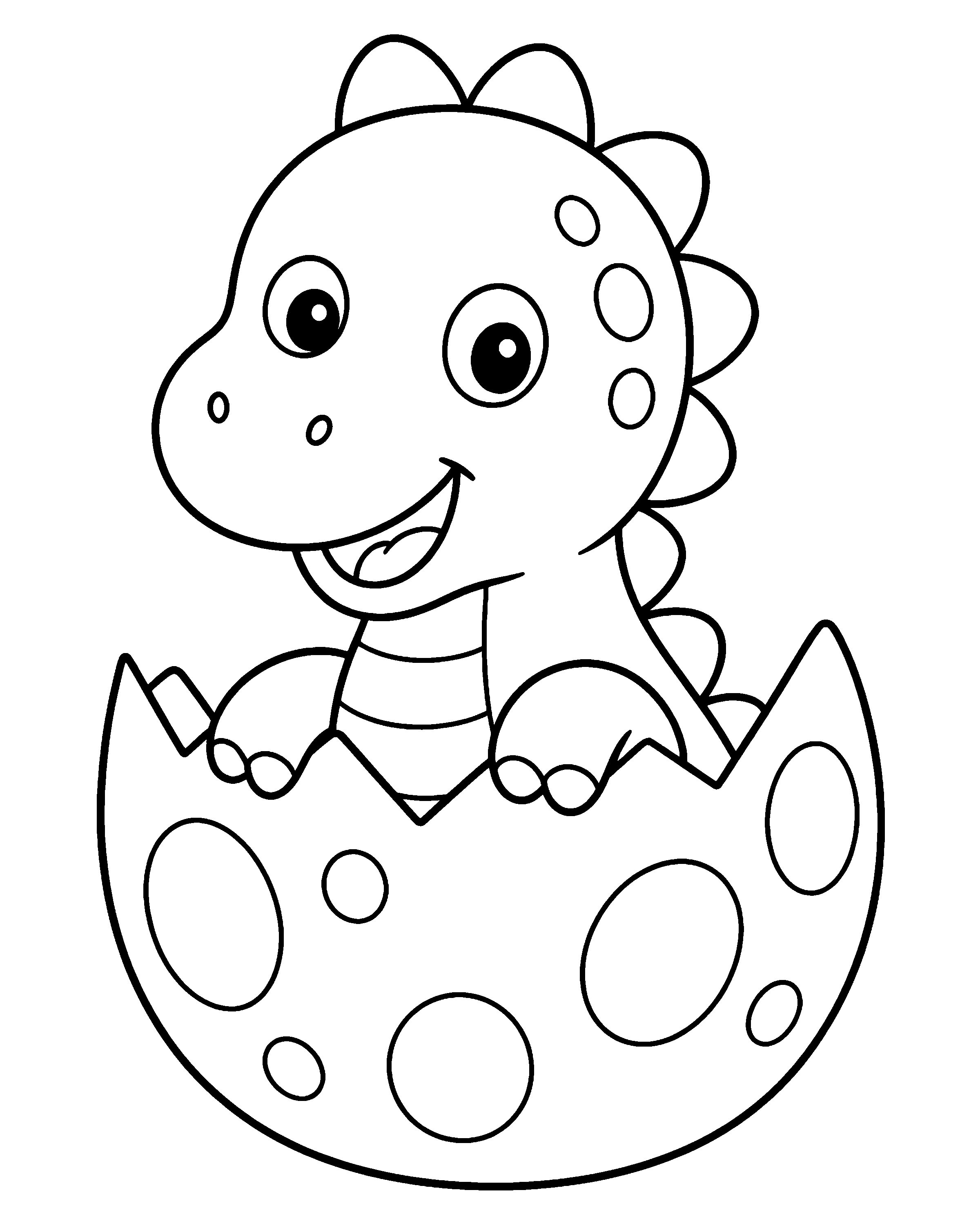 Hatching Dinosaur colouring outline