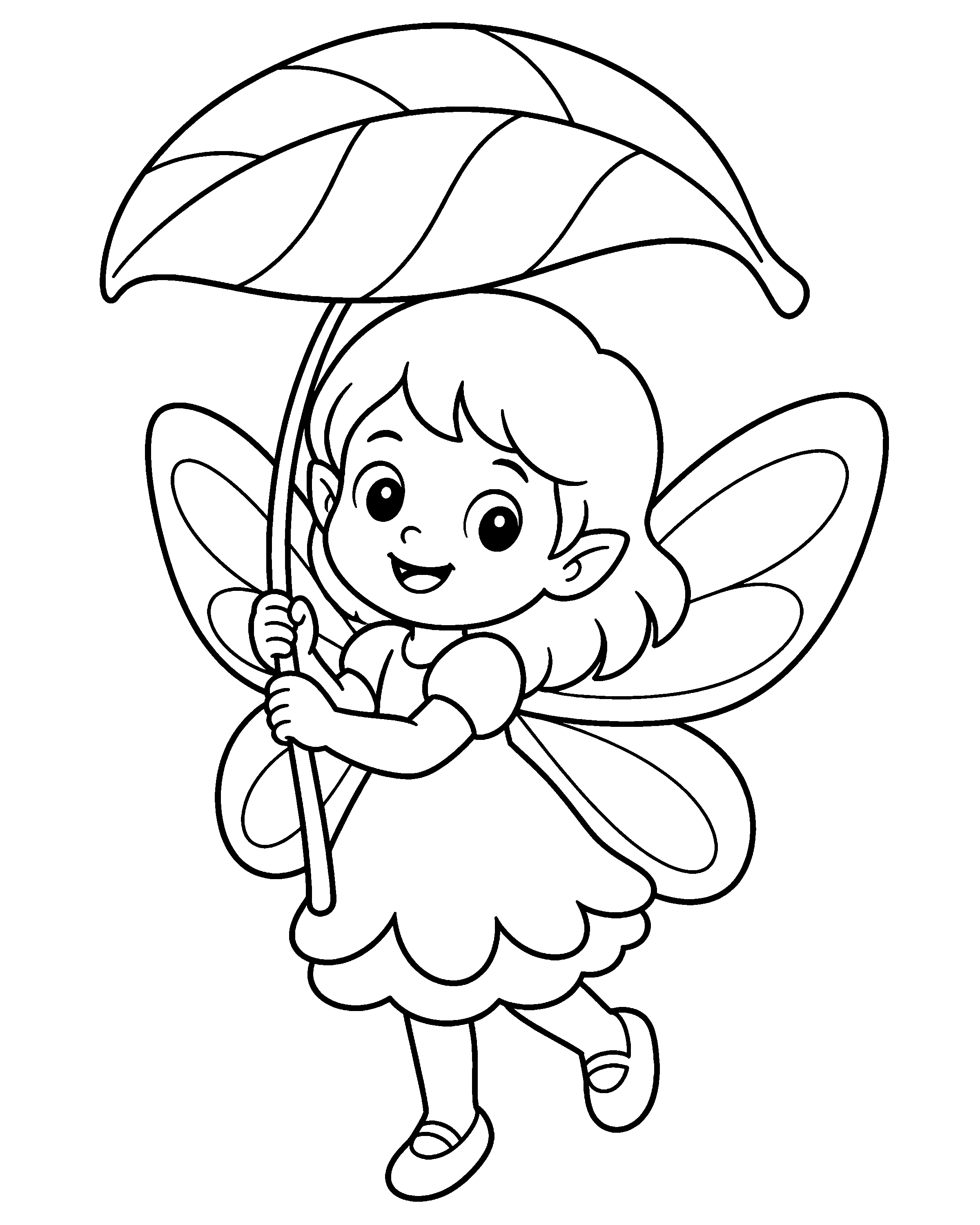 Leaf Fairy colouring outline