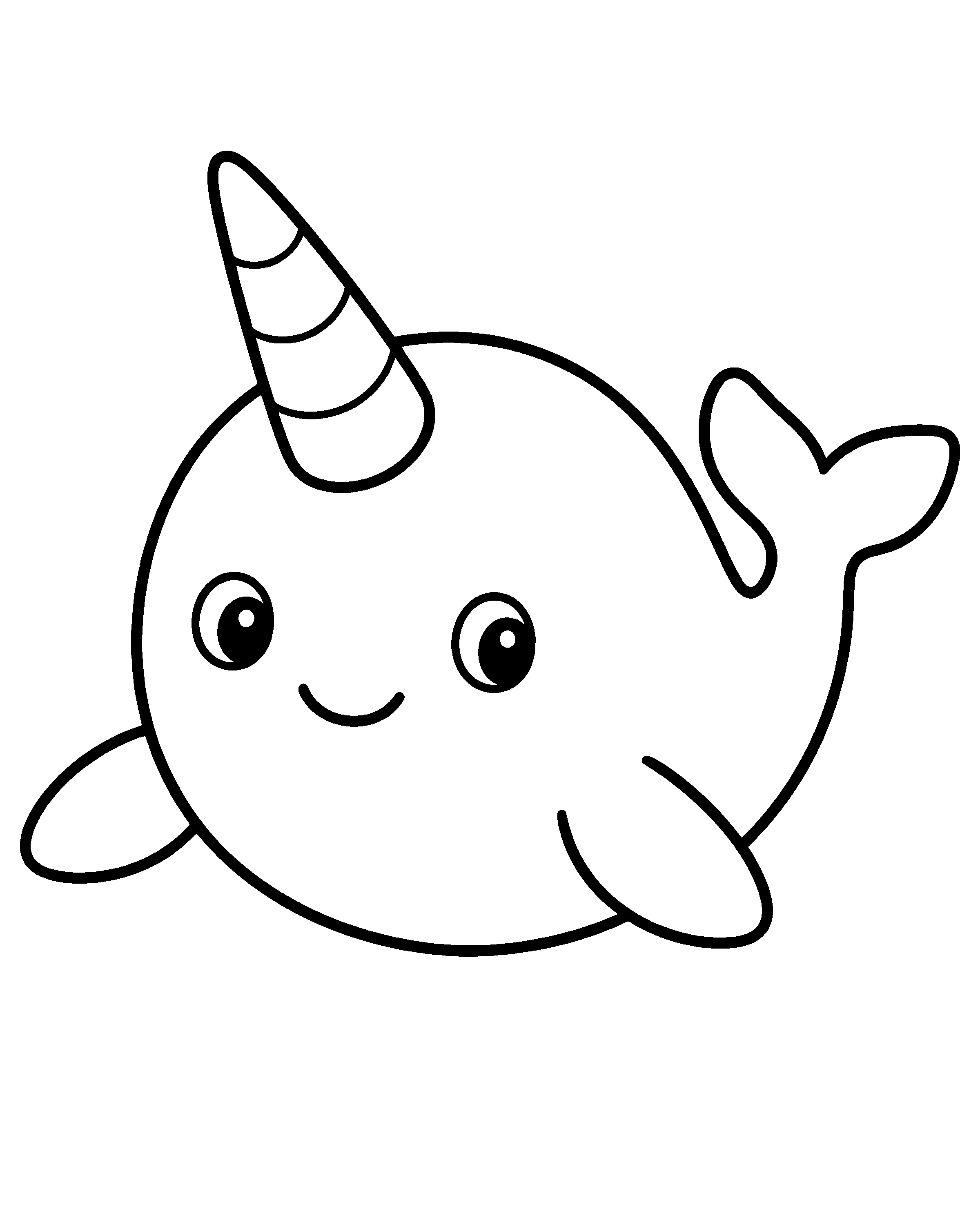 Little Narwhal colouring outline