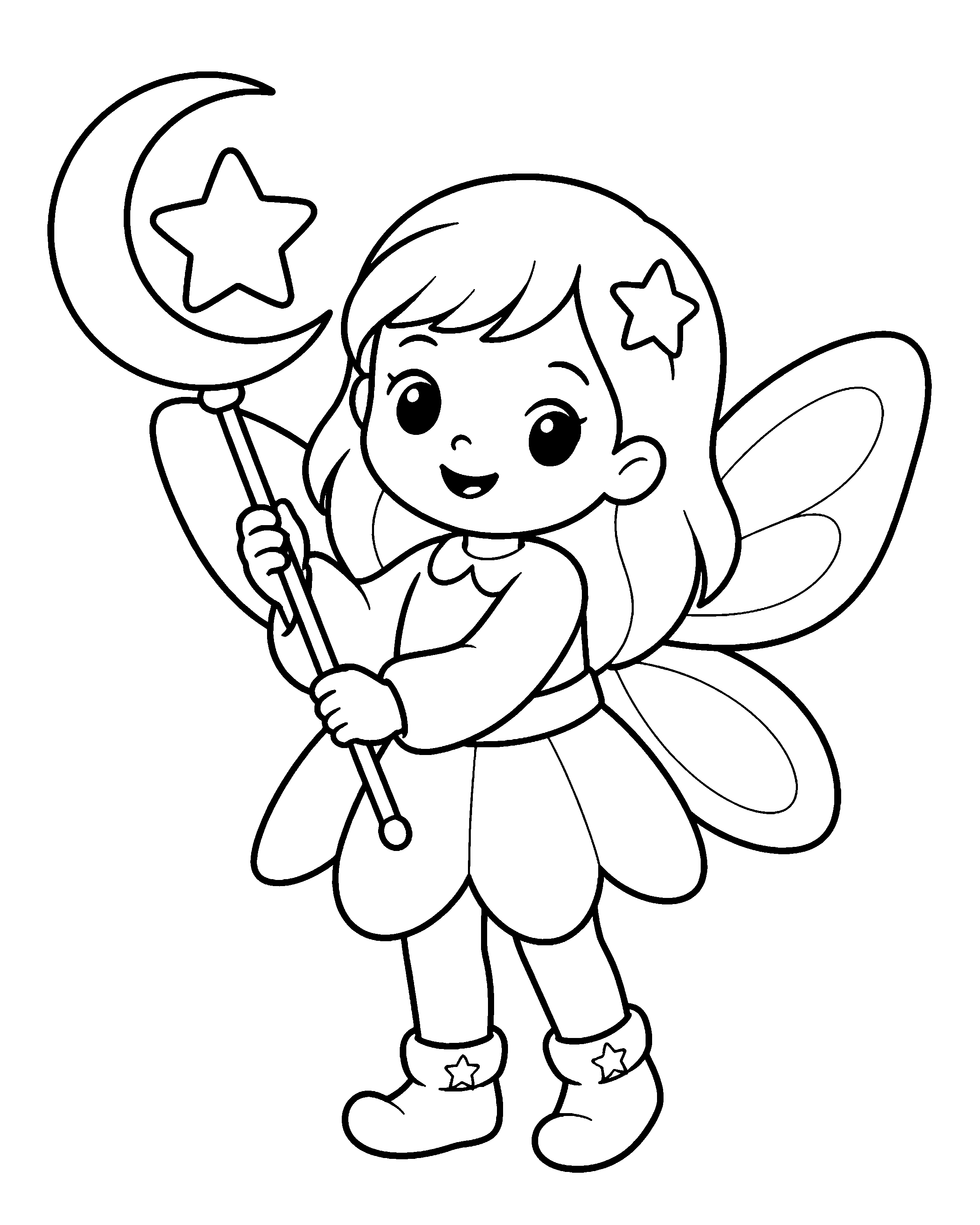Moonlight Fairy colouring outline
