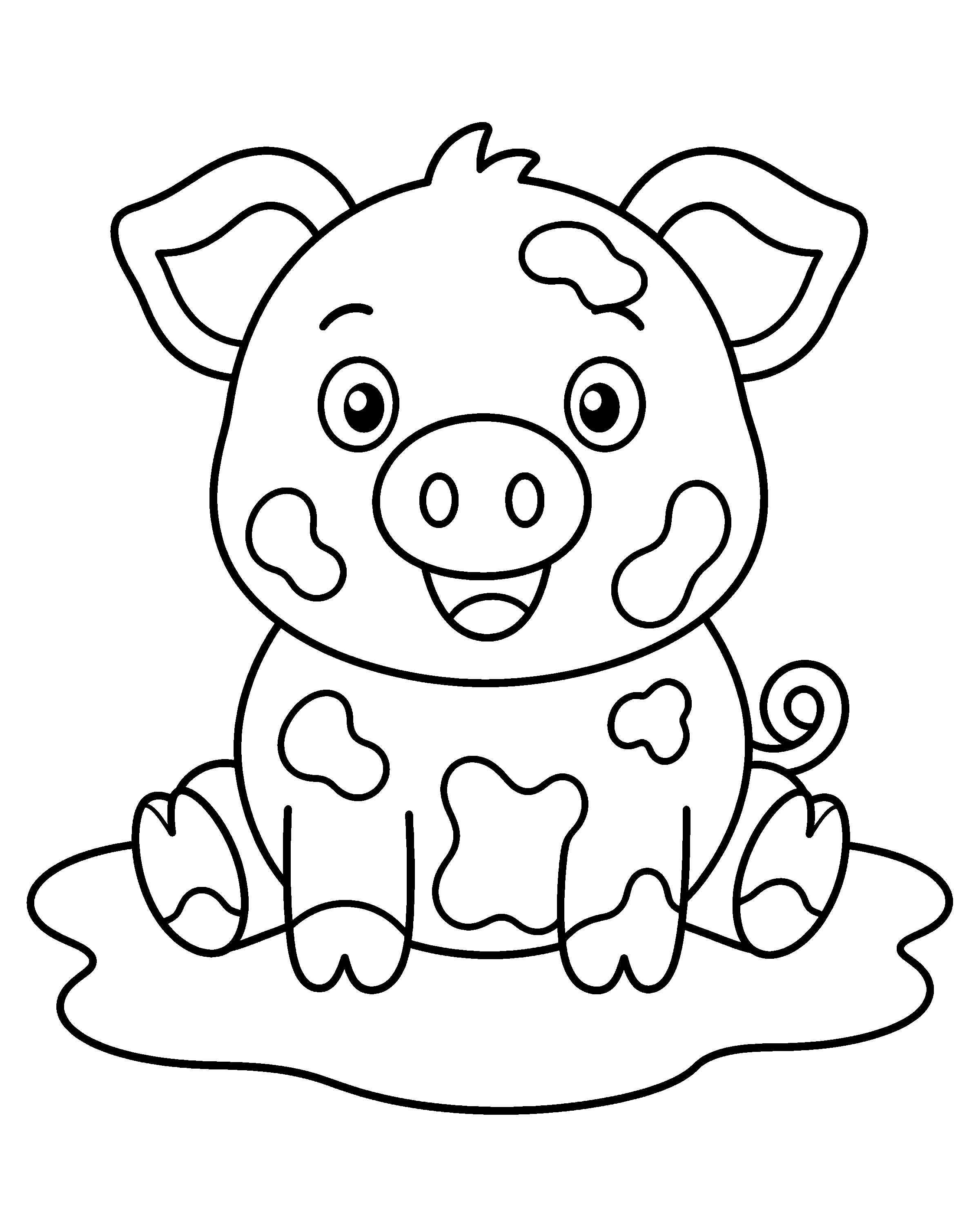 Muddy Pig colouring outline
