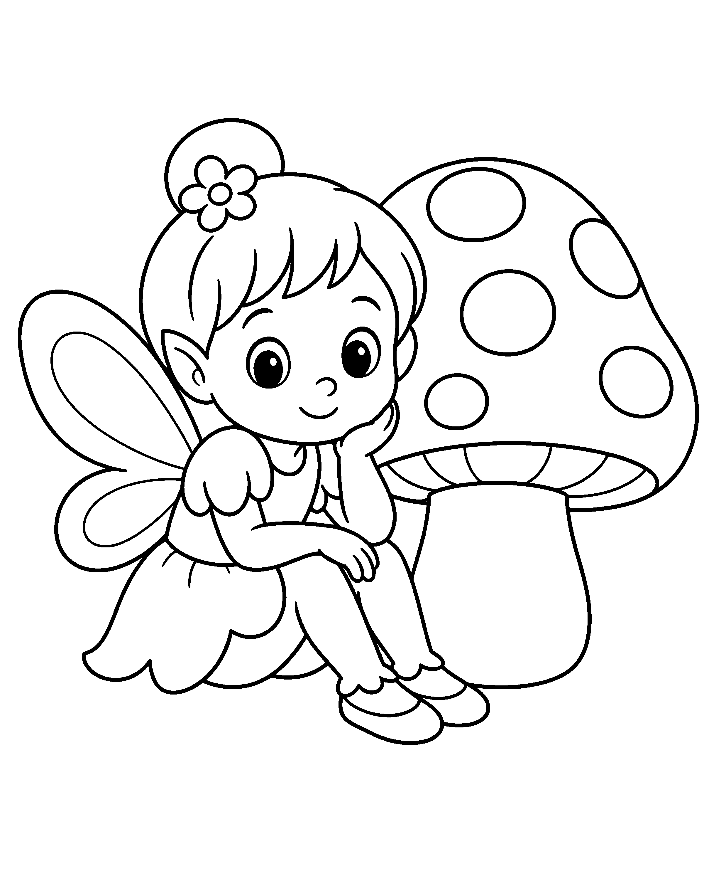 Mushroom Fairy colouring outline