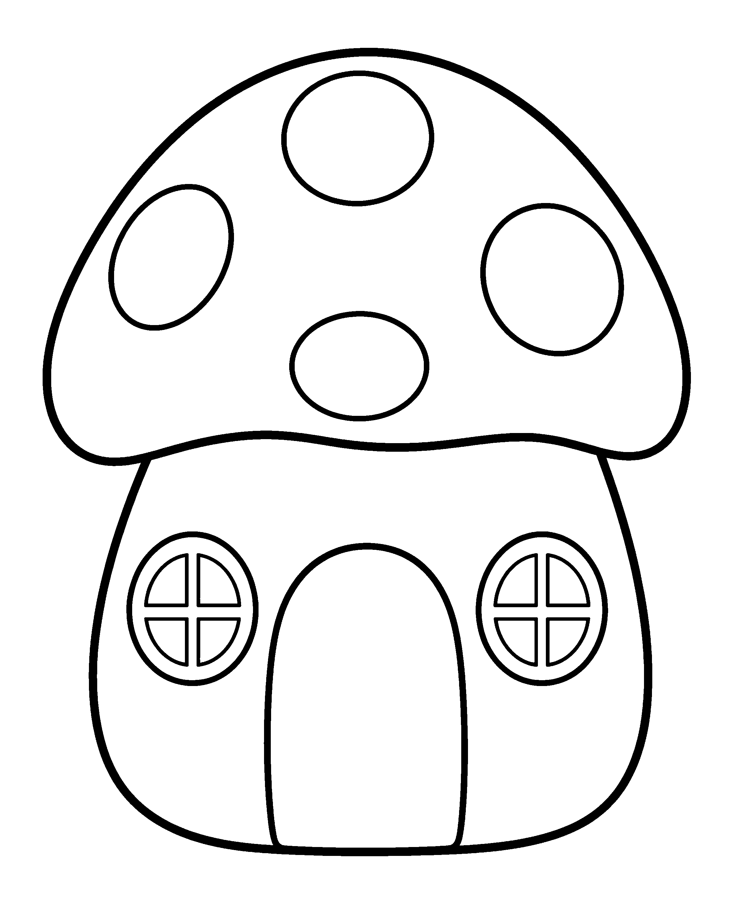 Mushroom House colouring outline