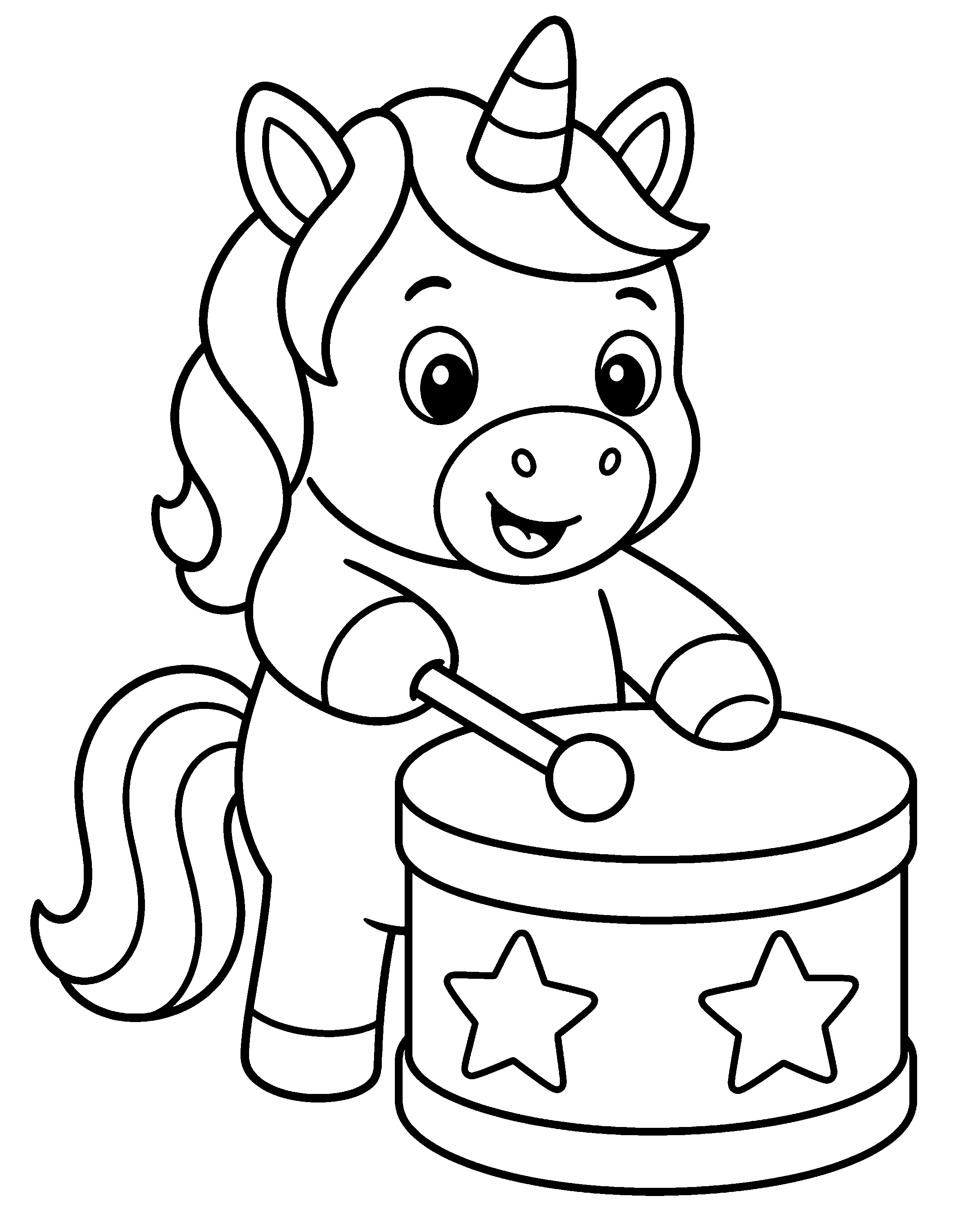 Music Unicorn colouring outline