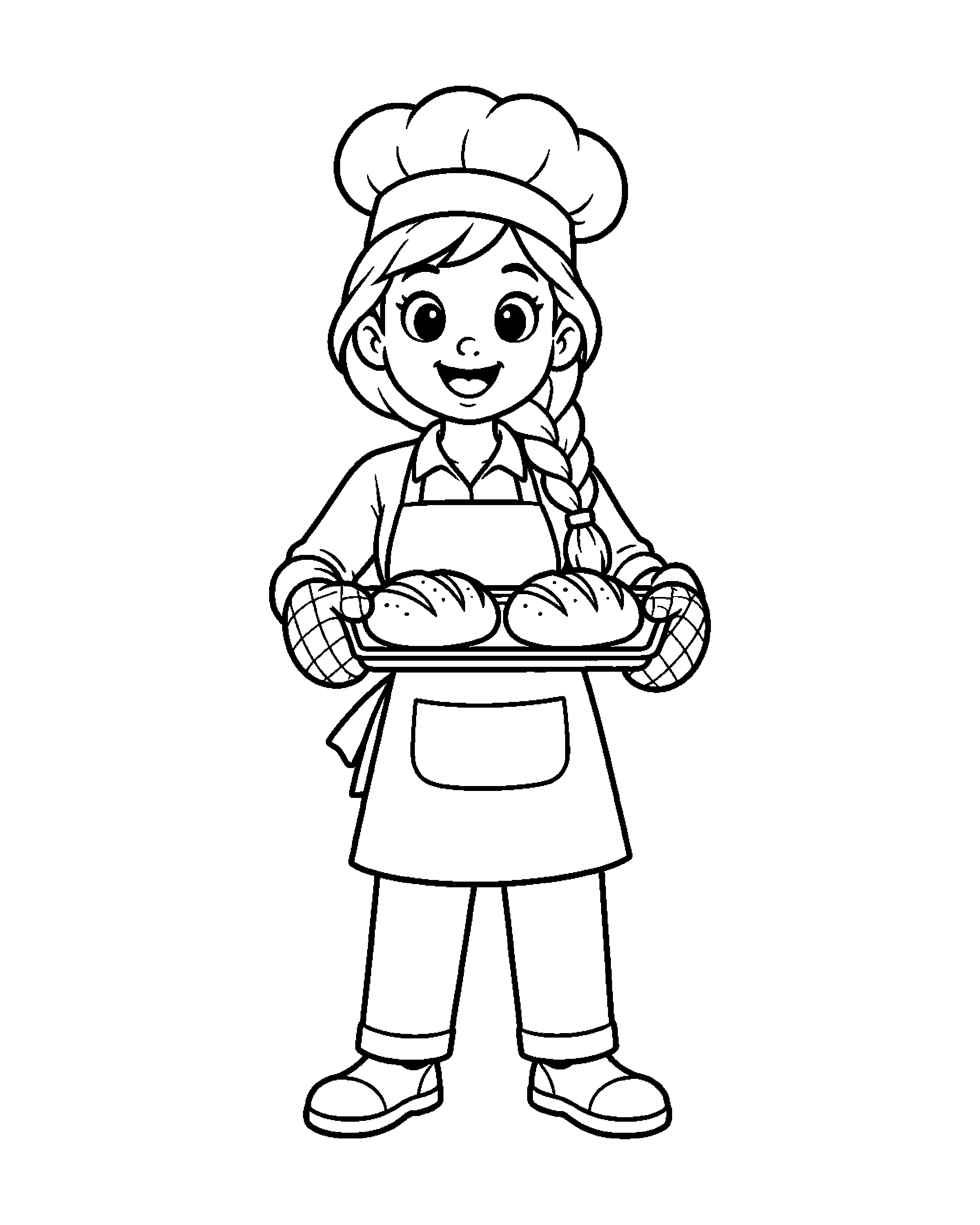Baker: Fresh Bread colouring outline