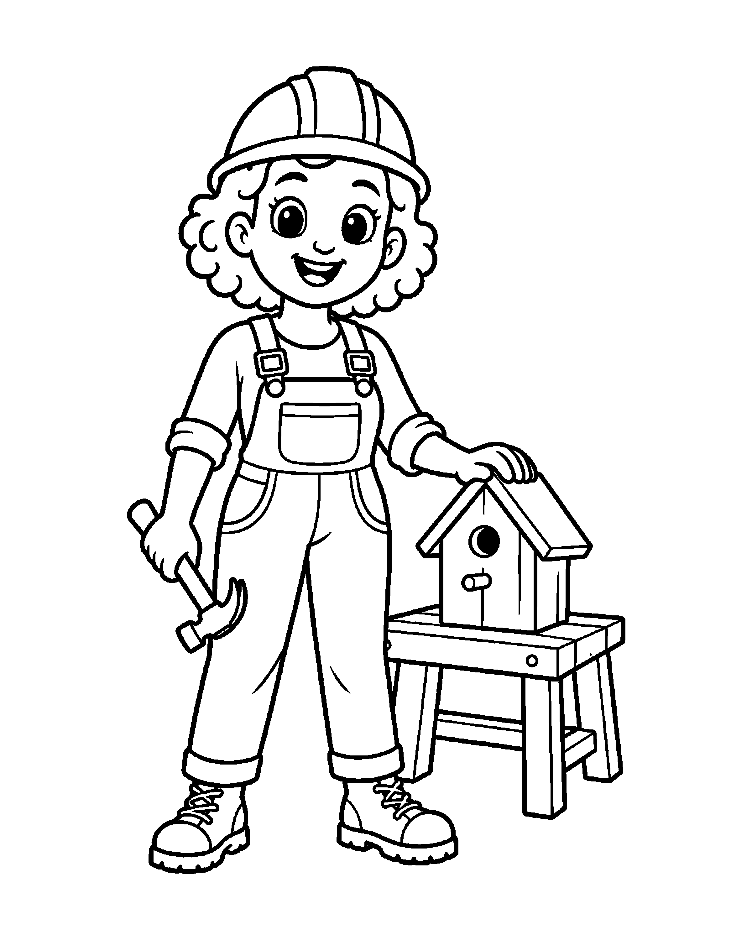 Carpenter: Building a Birdhouse colouring outline