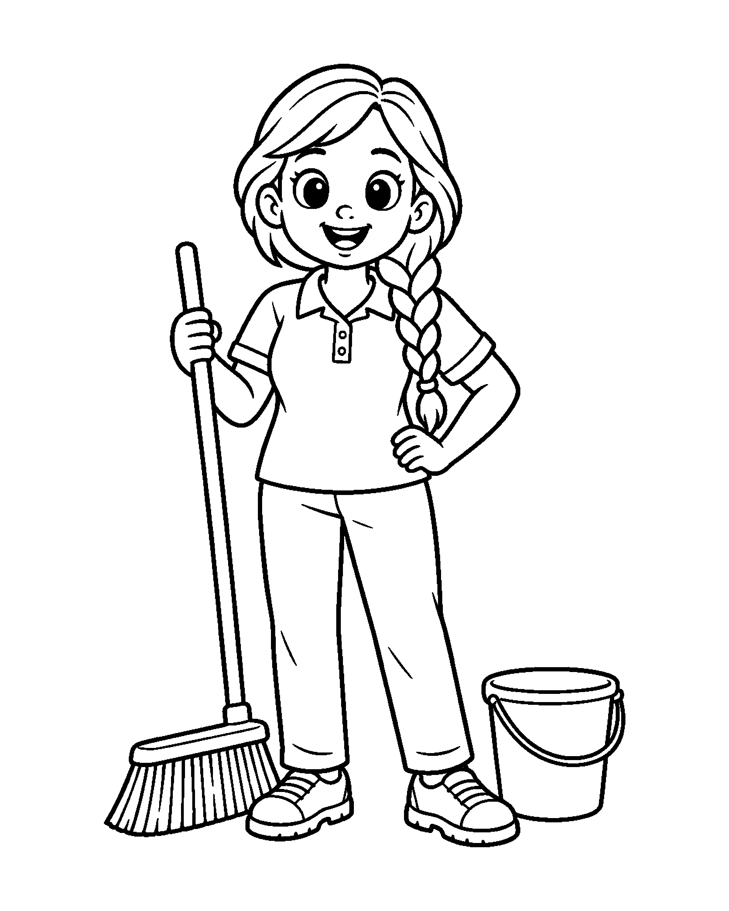 Cleaner: Keeping Things Tidy colouring outline