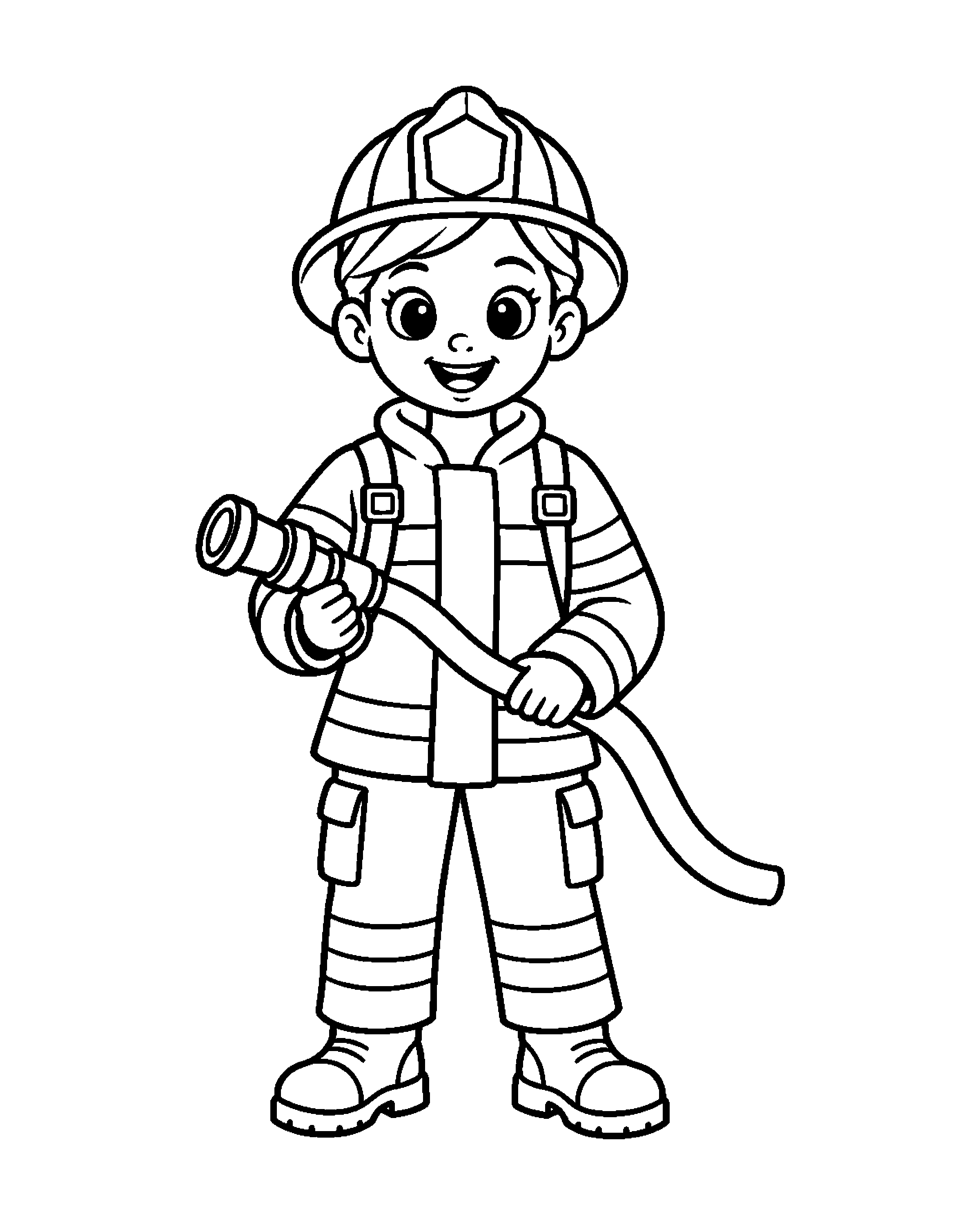 Firefighter: Holding the Hose colouring outline