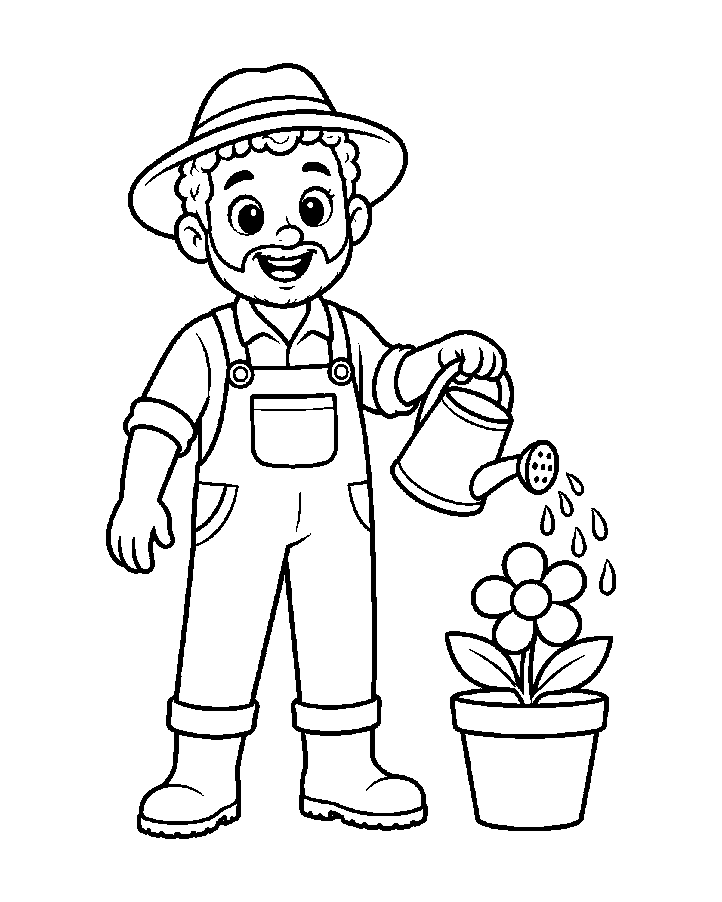 Gardener: Helping Plants Grow colouring outline