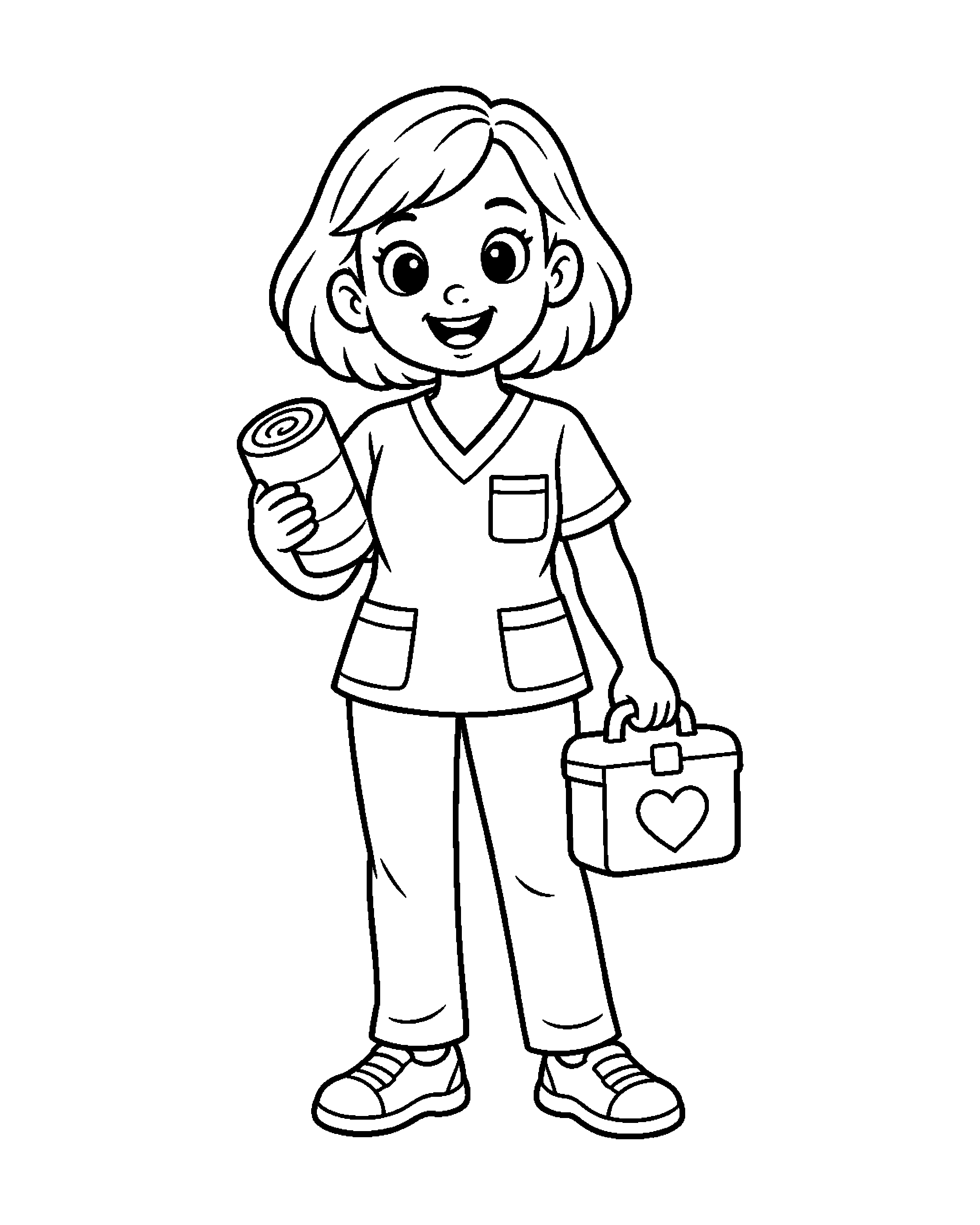 Nurse: Caring Hands colouring outline