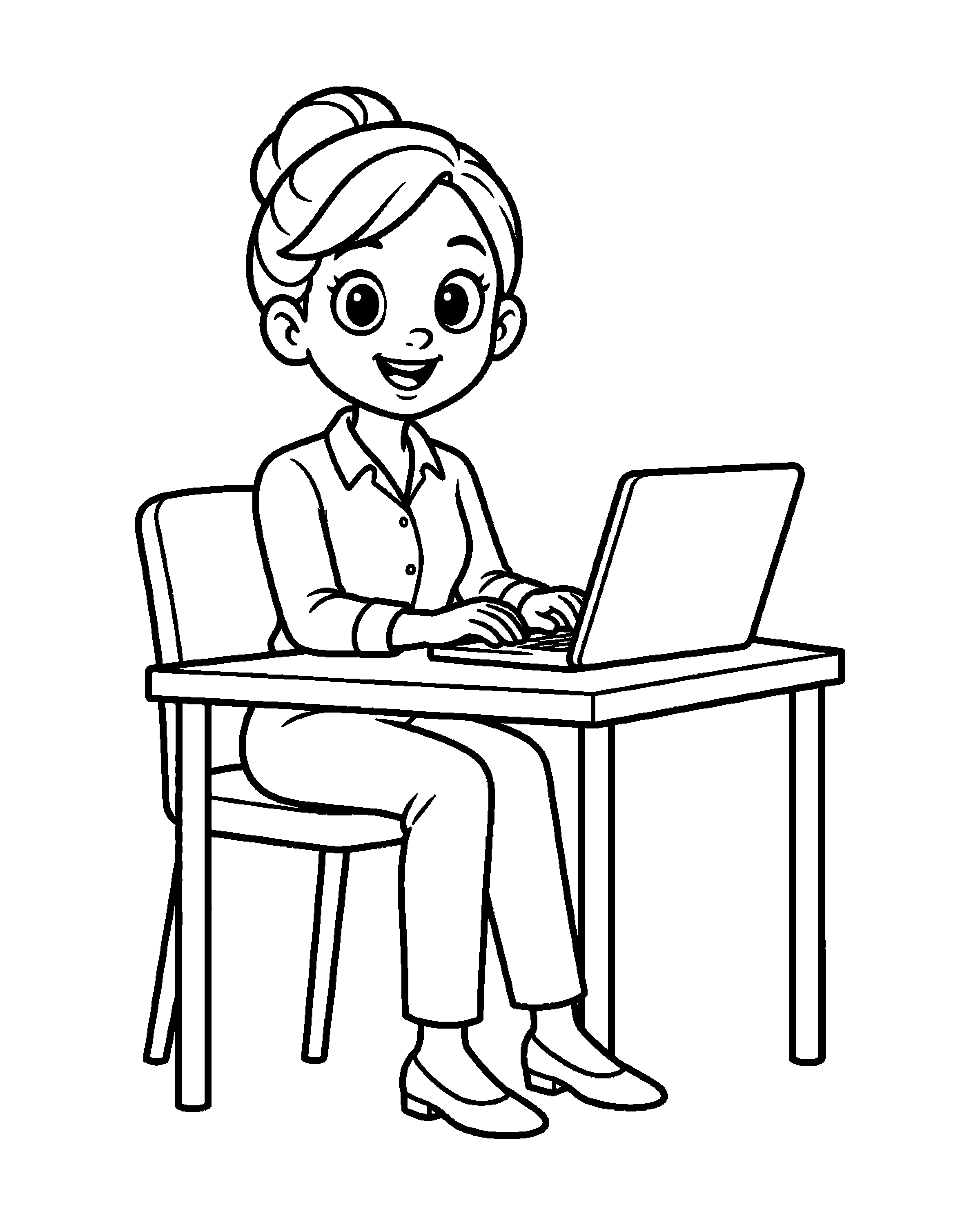Office Worker: A Busy Desk colouring outline