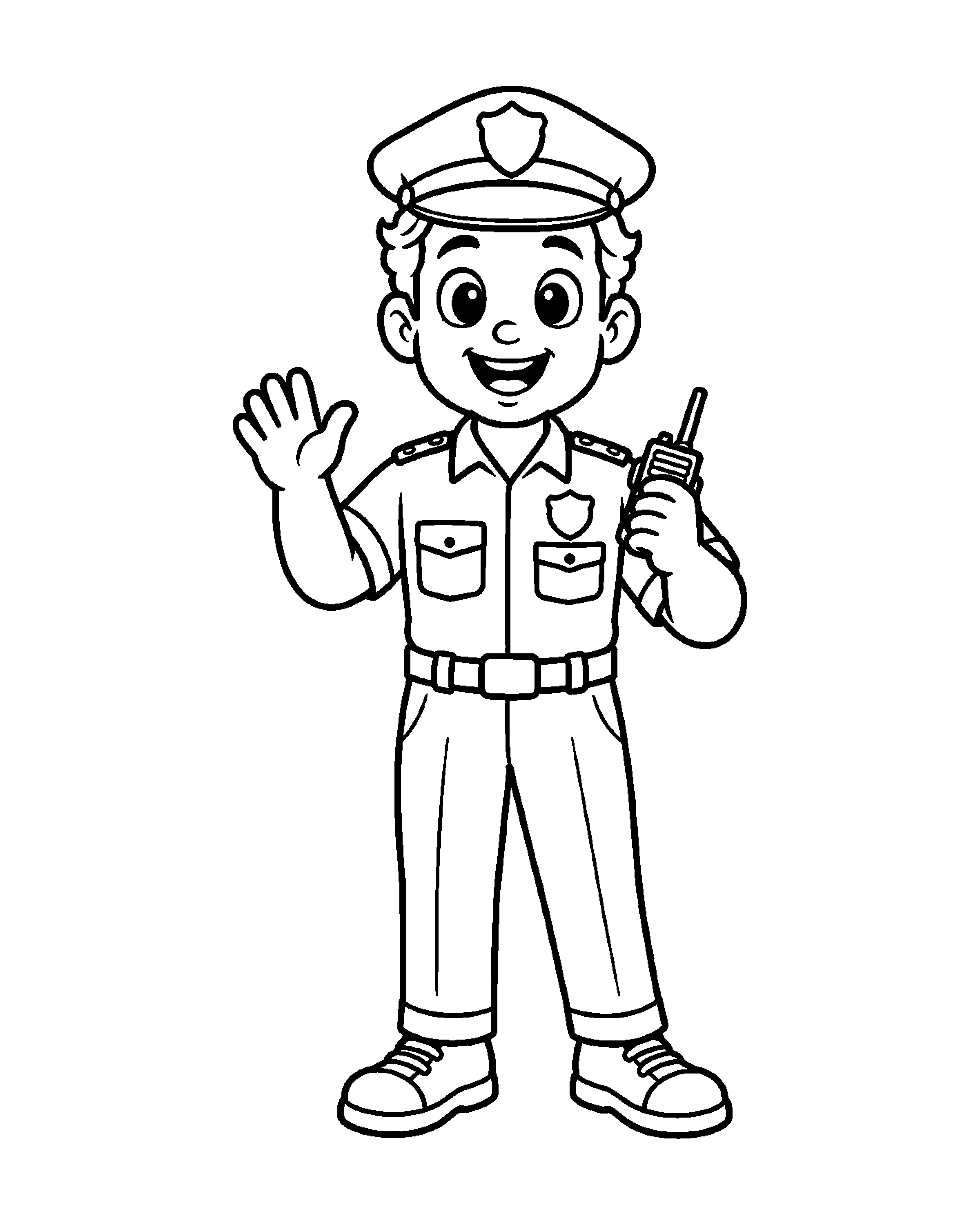 Police Officer: A Friendly Patrol colouring outline
